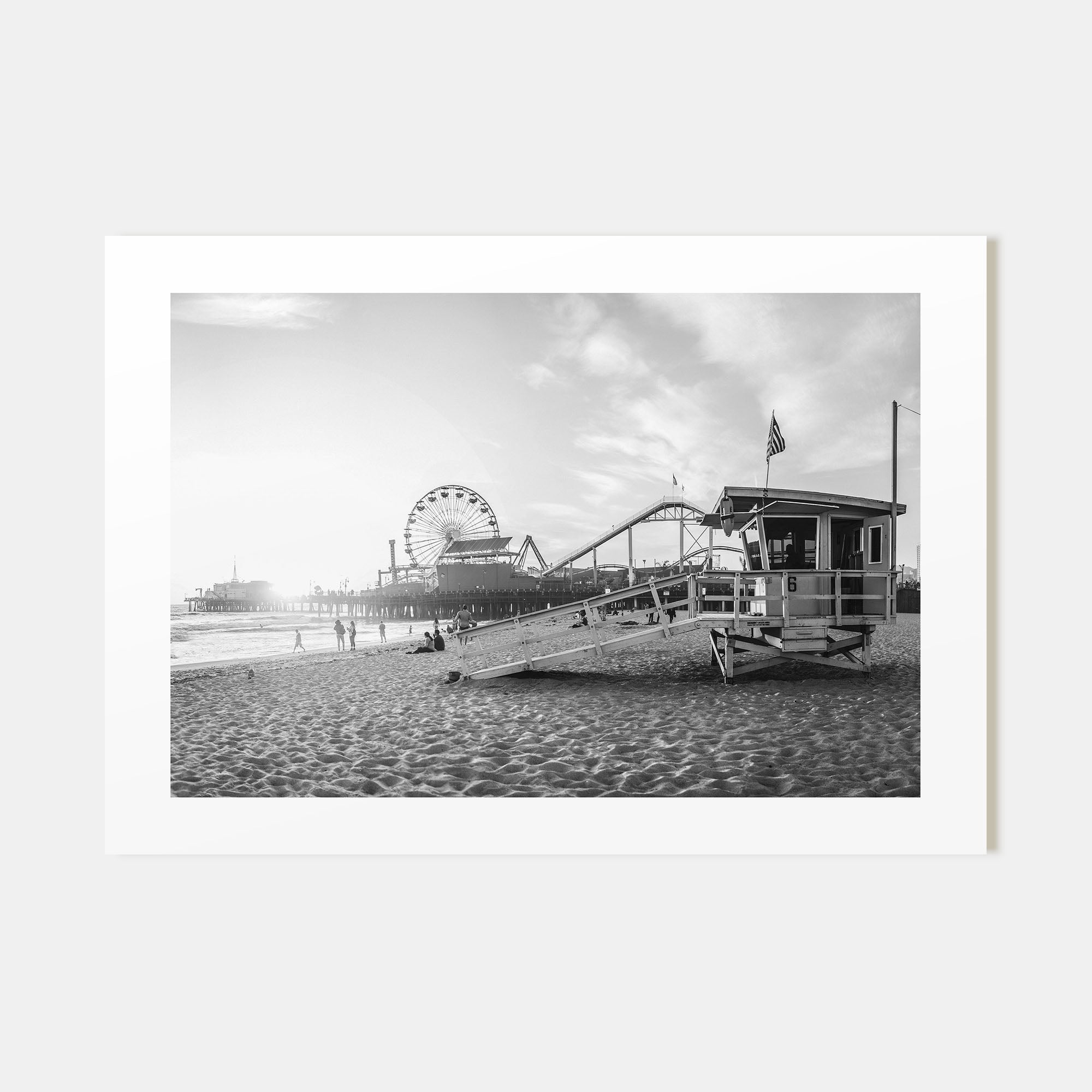 Santa Monica Landscape B&W Poster