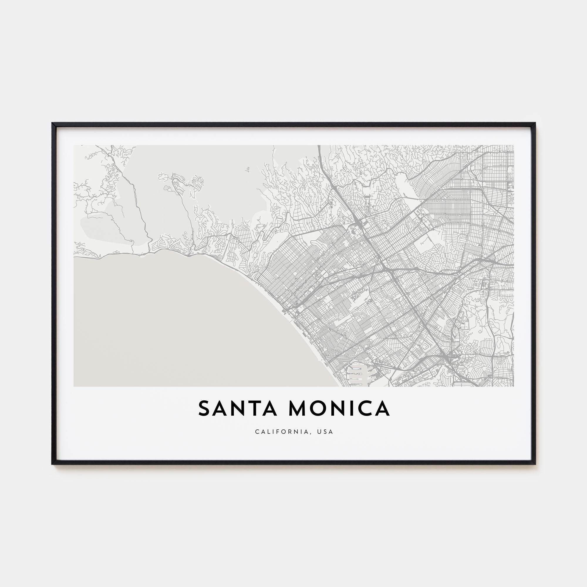 Santa Monica Map Landscape Poster