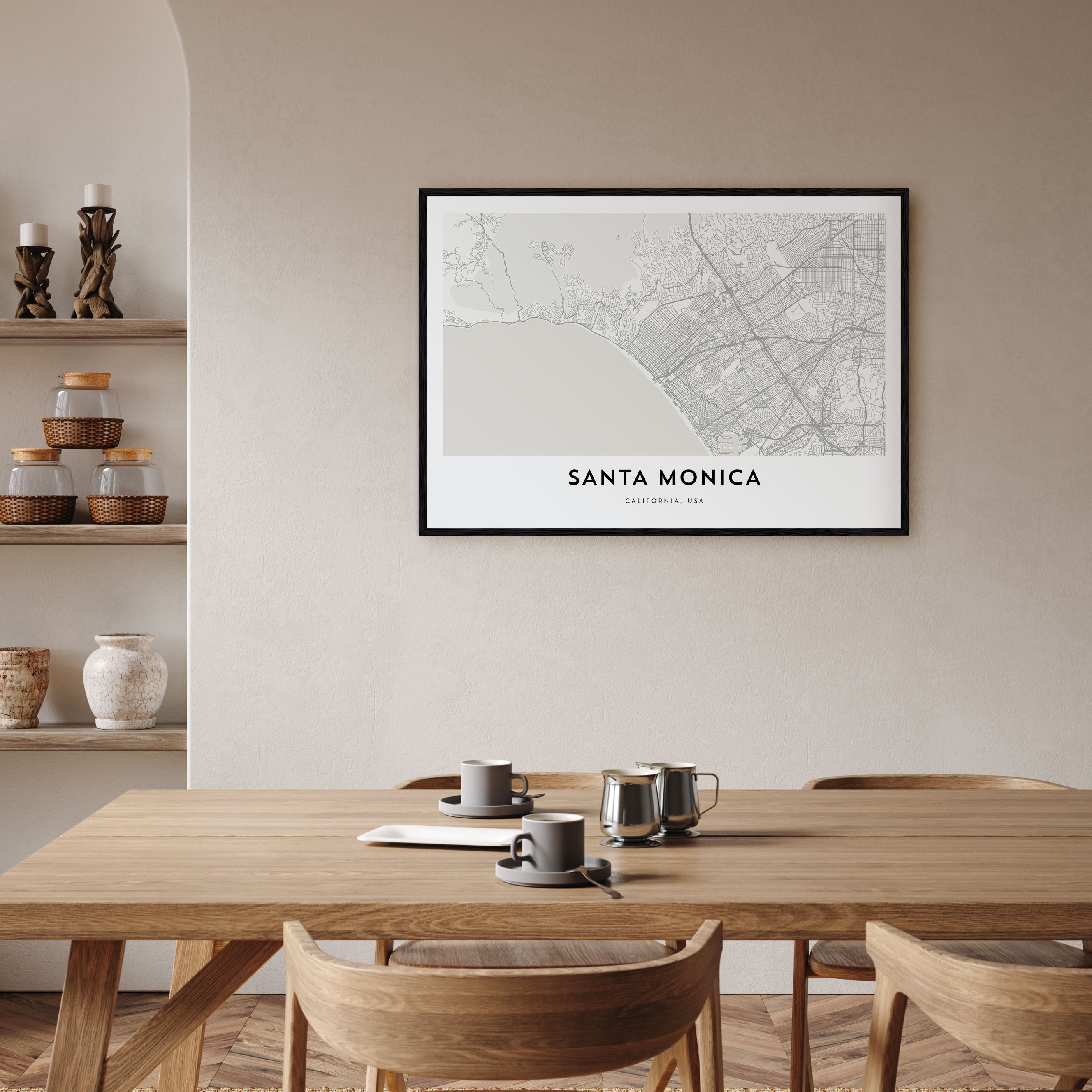 Santa Monica Map Landscape Poster
