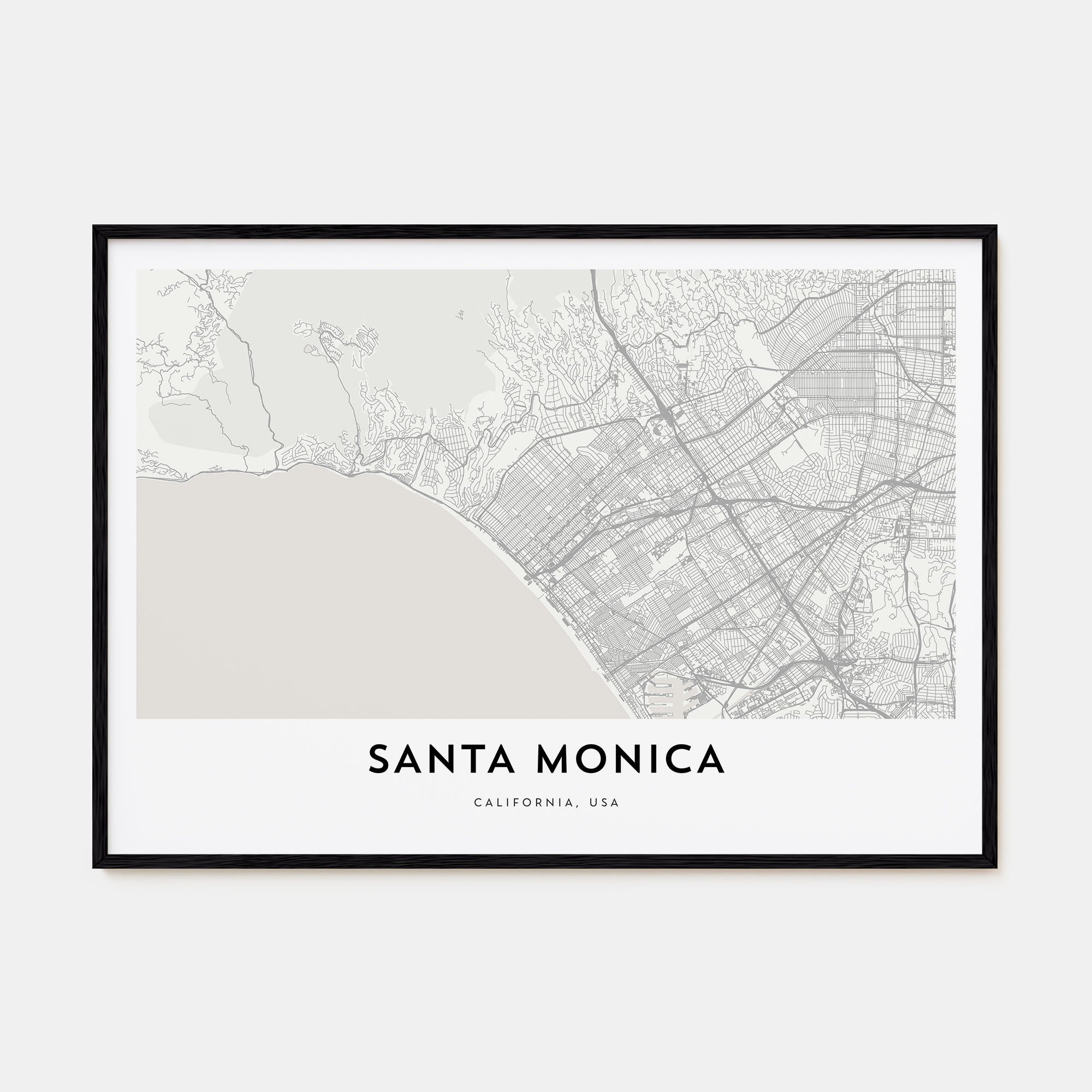 Santa Monica Map Landscape Poster