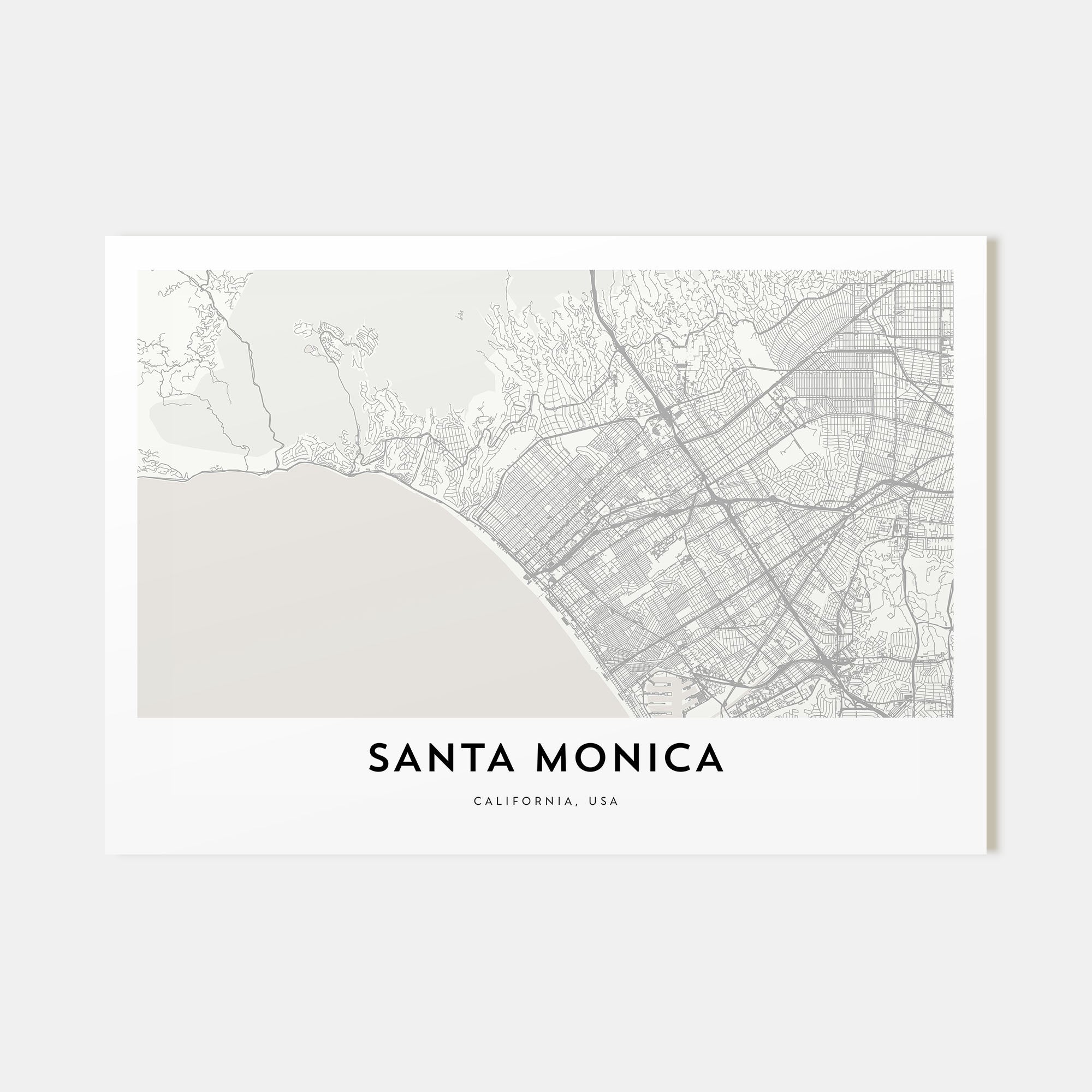 Santa Monica Map Landscape Poster