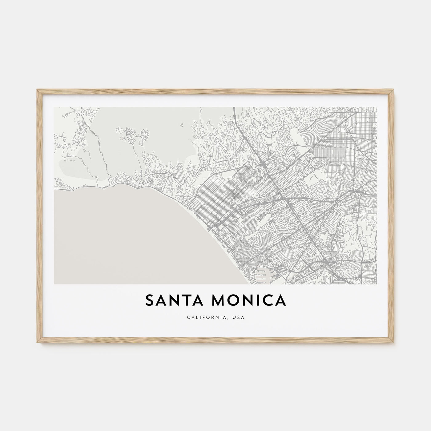 Santa Monica Map Landscape Poster