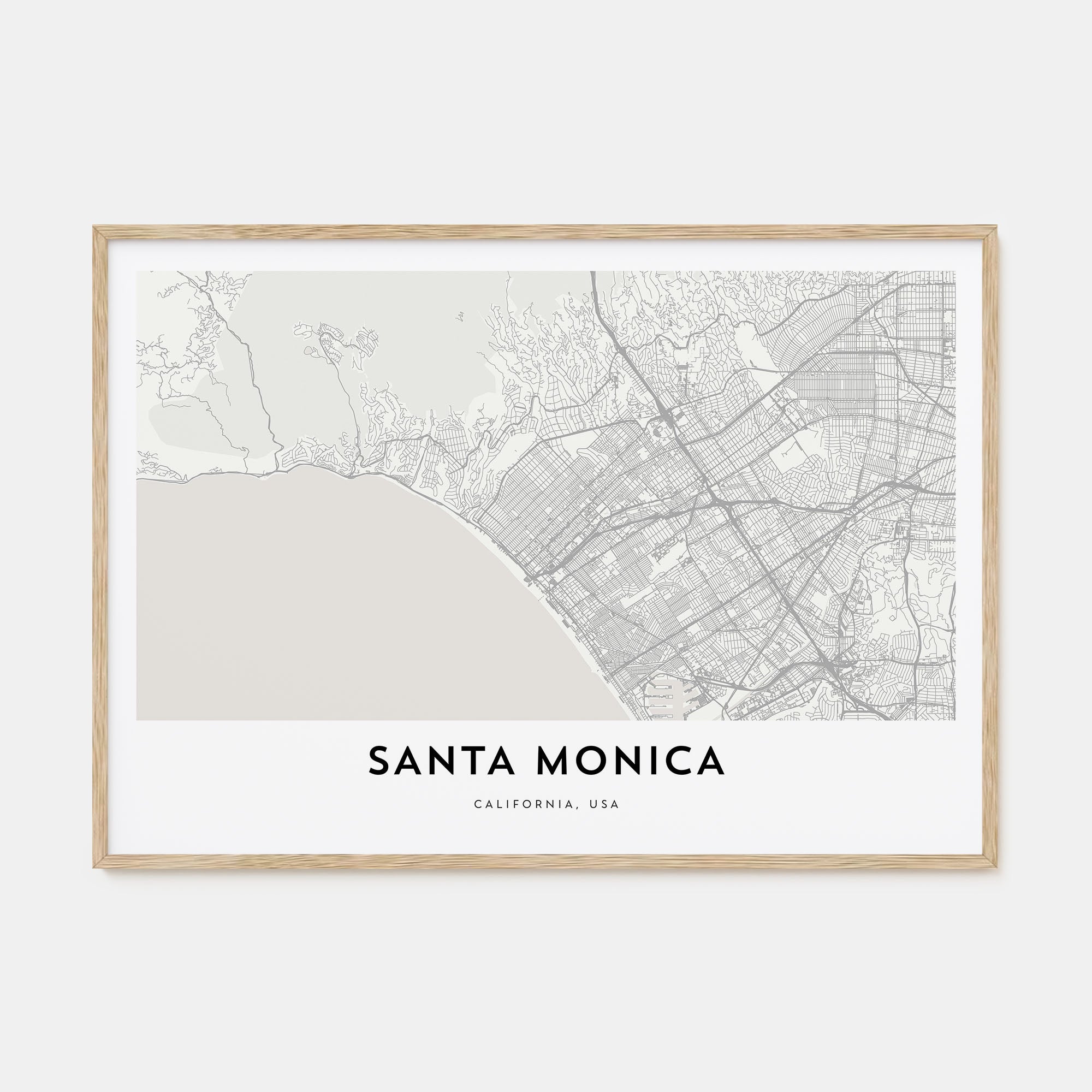 Santa Monica Map Landscape Poster