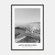 Santa Monica Pier Portrait B&W Poster