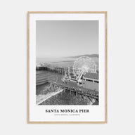 Santa Monica Pier Portrait B&W Poster
