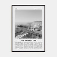 Santa Monica Pier Travel B&W Poster