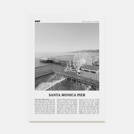 Santa Monica Pier Travel B&W Poster