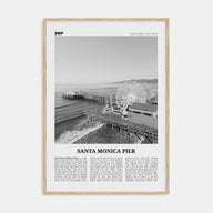 Santa Monica Pier Travel B&W Poster