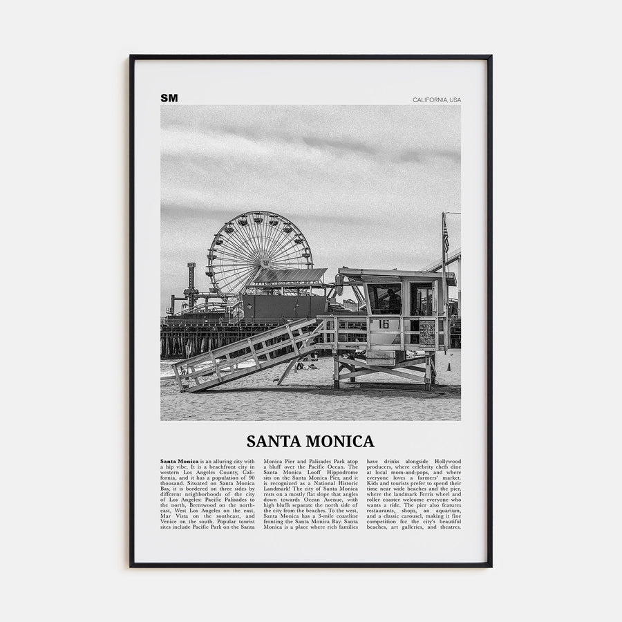Santa Monica Travel B&W No 1 Poster