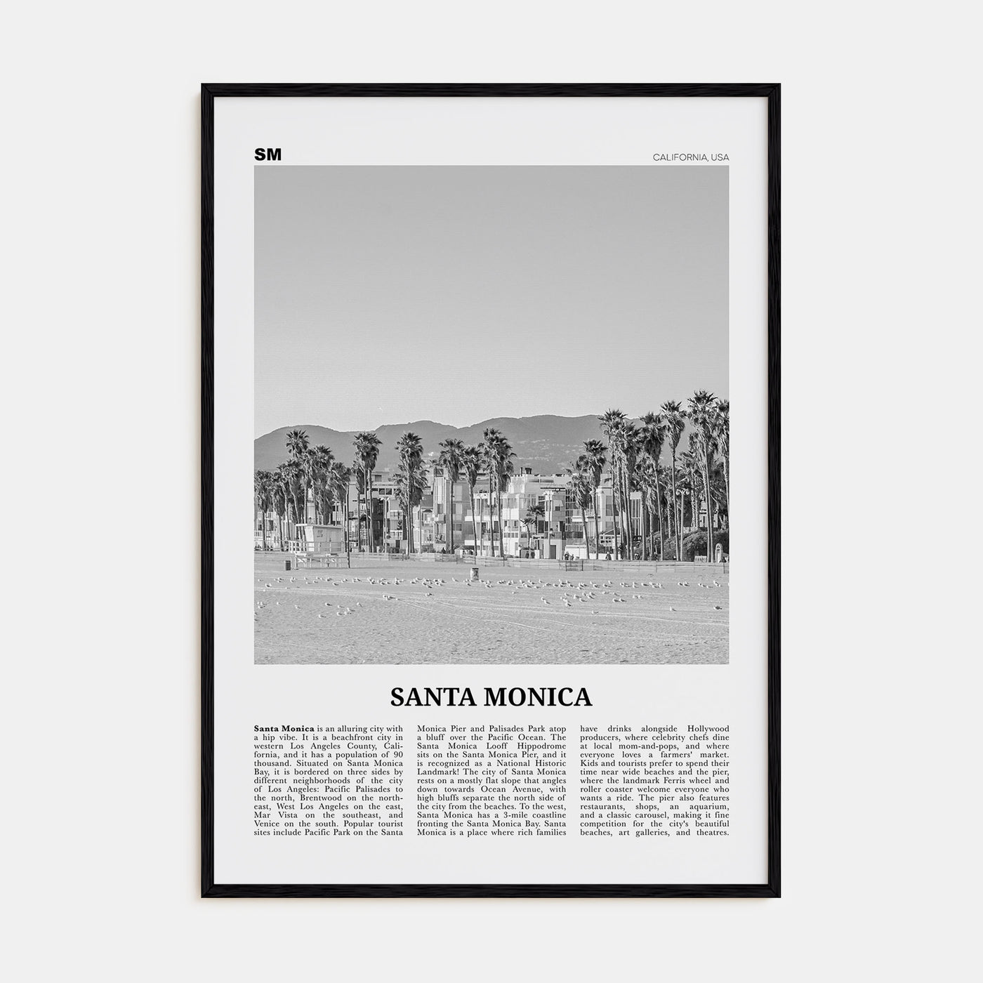 Santa Monica Travel B&W No 2 Poster