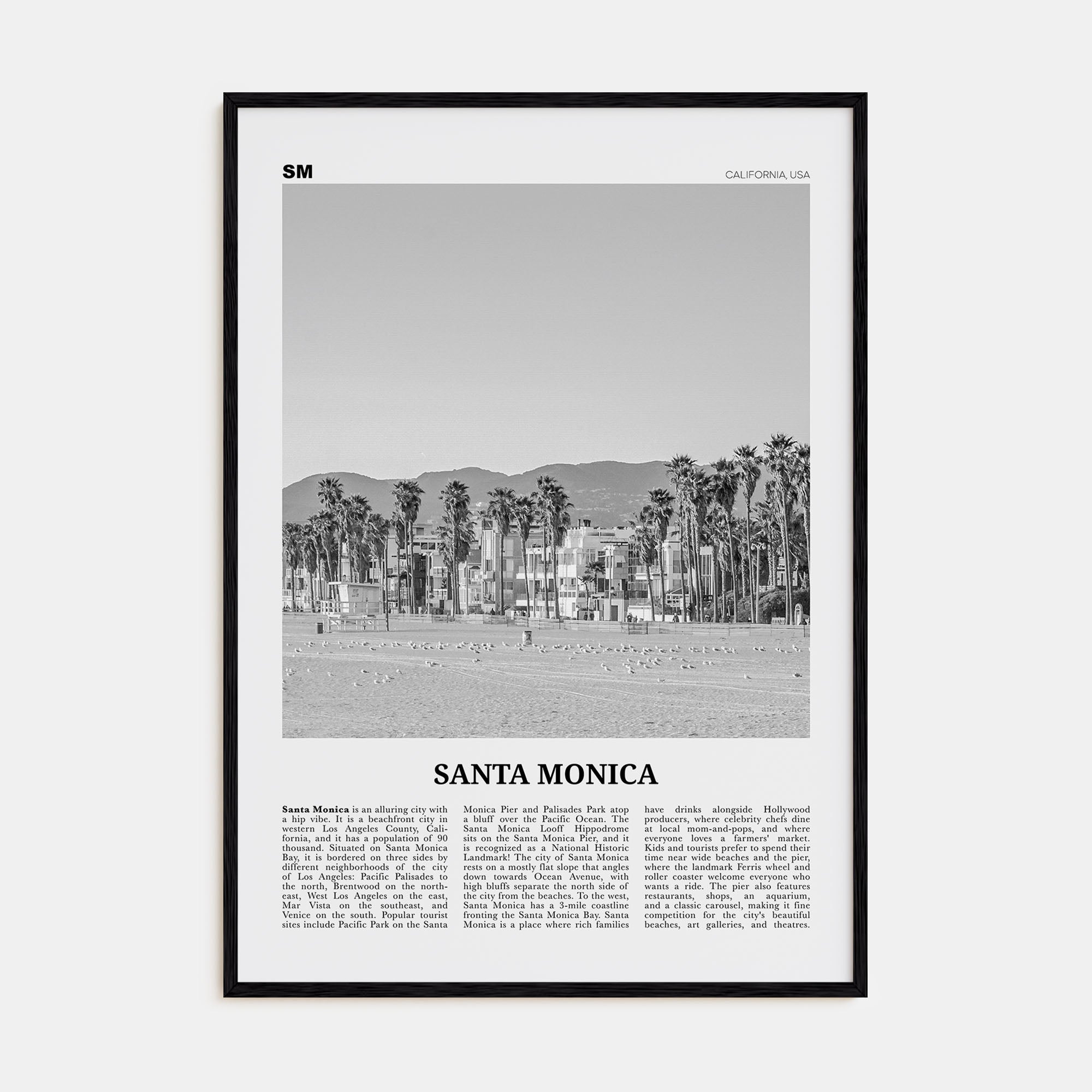 Santa Monica Travel B&W No 2 Poster