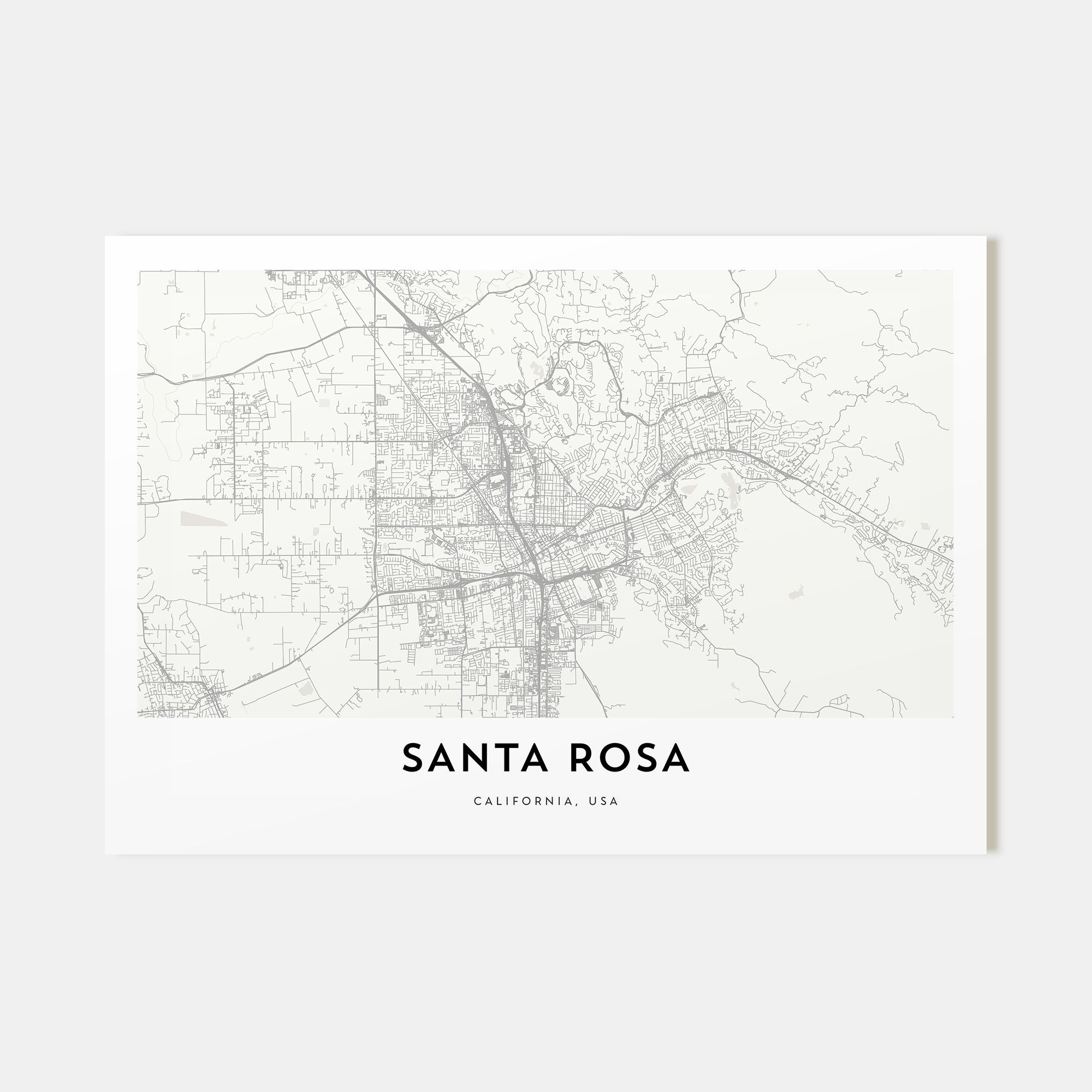 Santa Rosa Map Landscape Poster