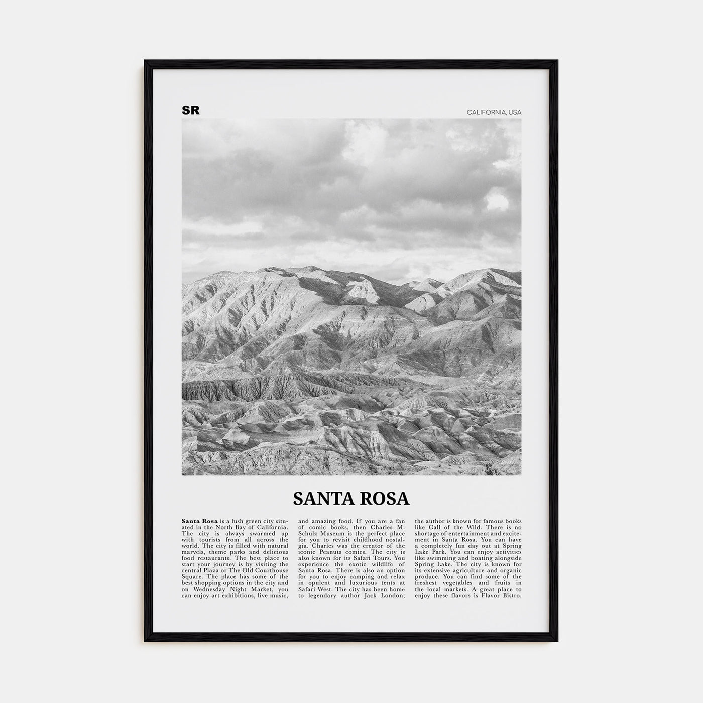 Santa Rosa Travel B&W Poster