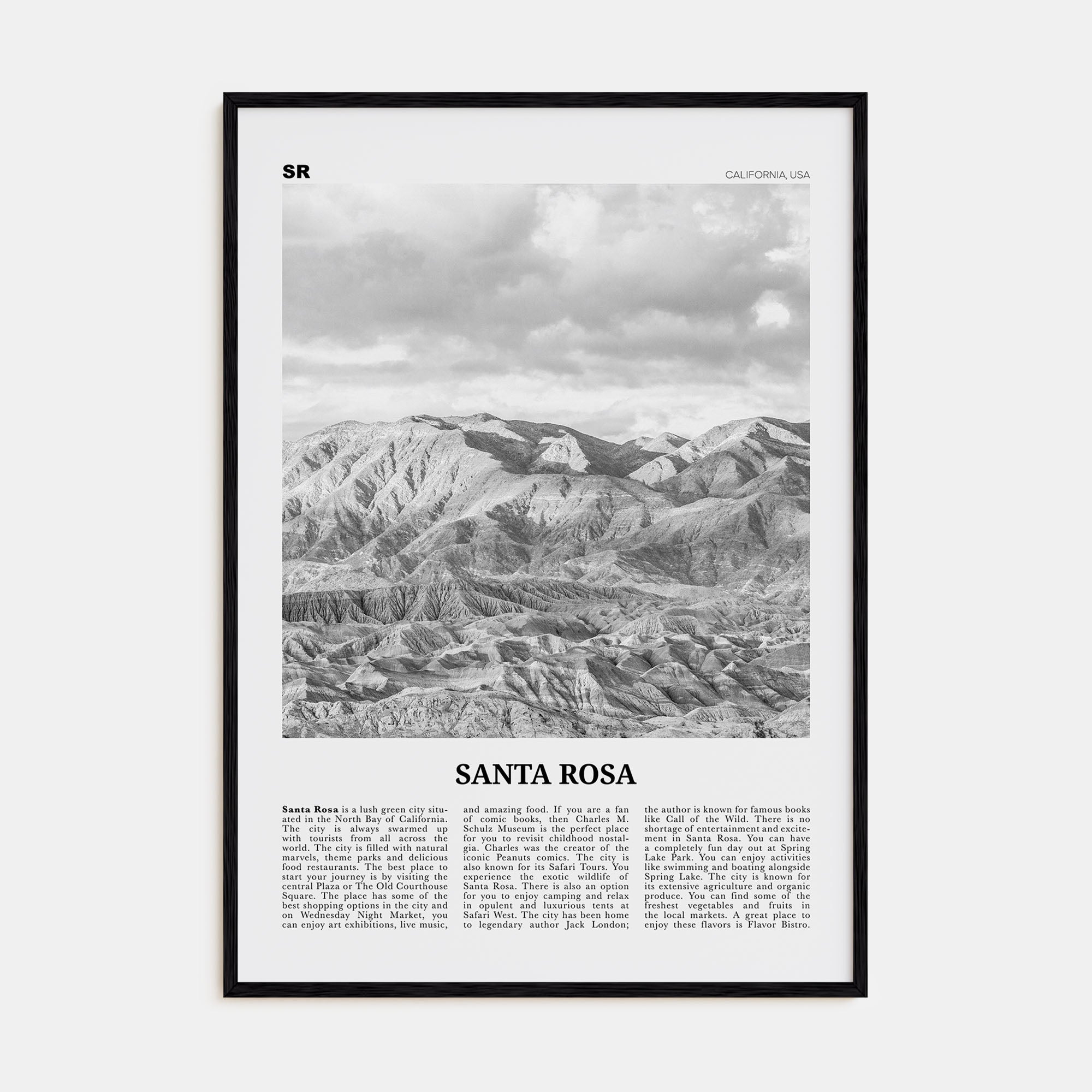 Santa Rosa Travel B&W Poster