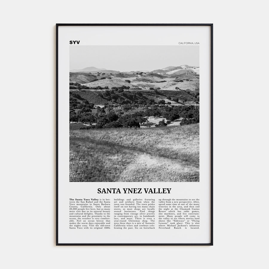 Santa Ynez Valley Travel B&W Poster