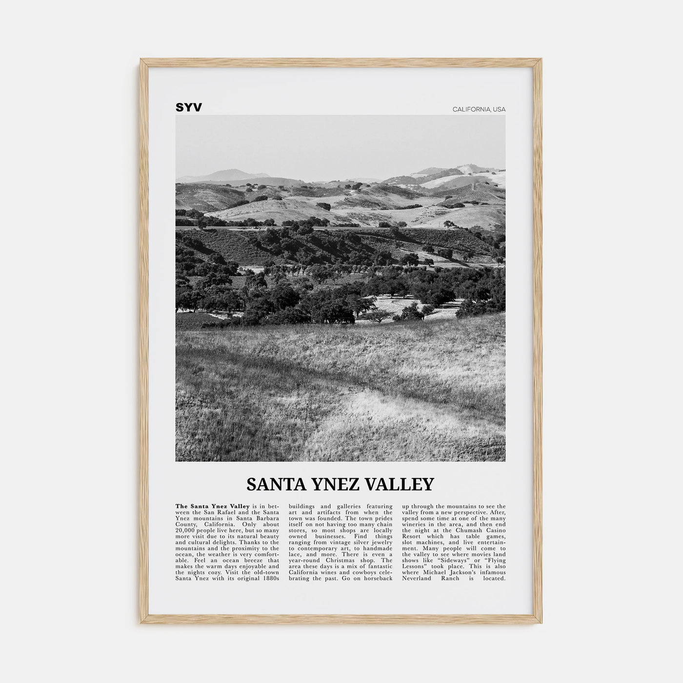 Santa Ynez Valley Travel B&W Poster