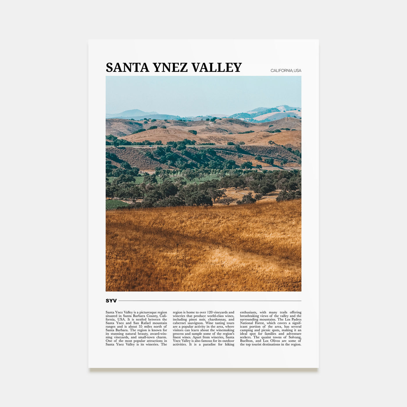 Santa Ynez Valley Travel Color Poster