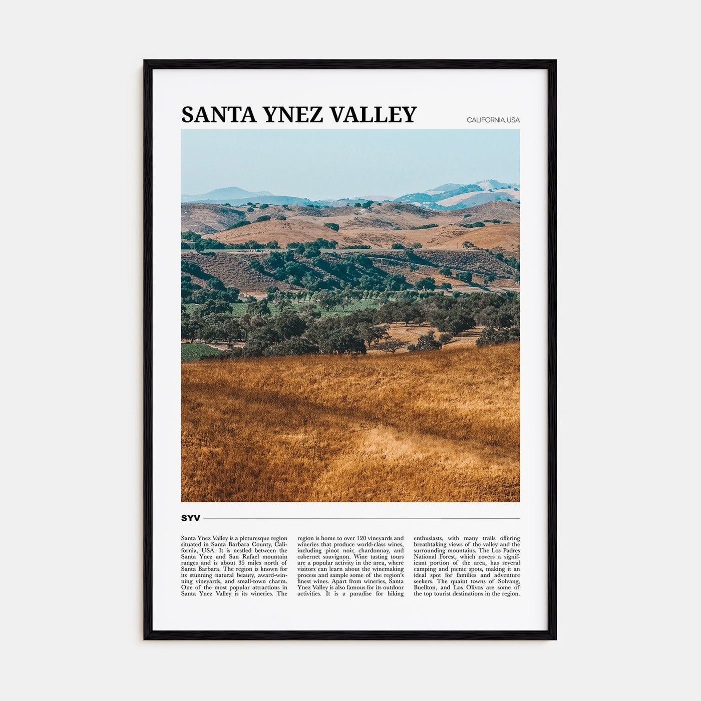 Santa Ynez Valley Travel Color Poster