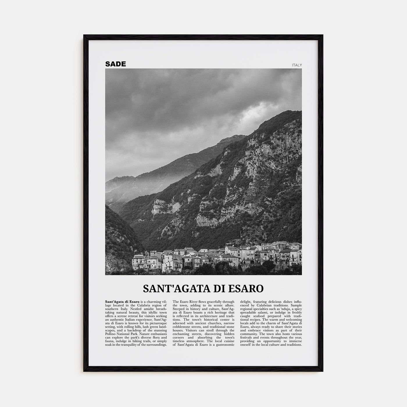 Sant'Agata di Esaro Travel B&W Poster