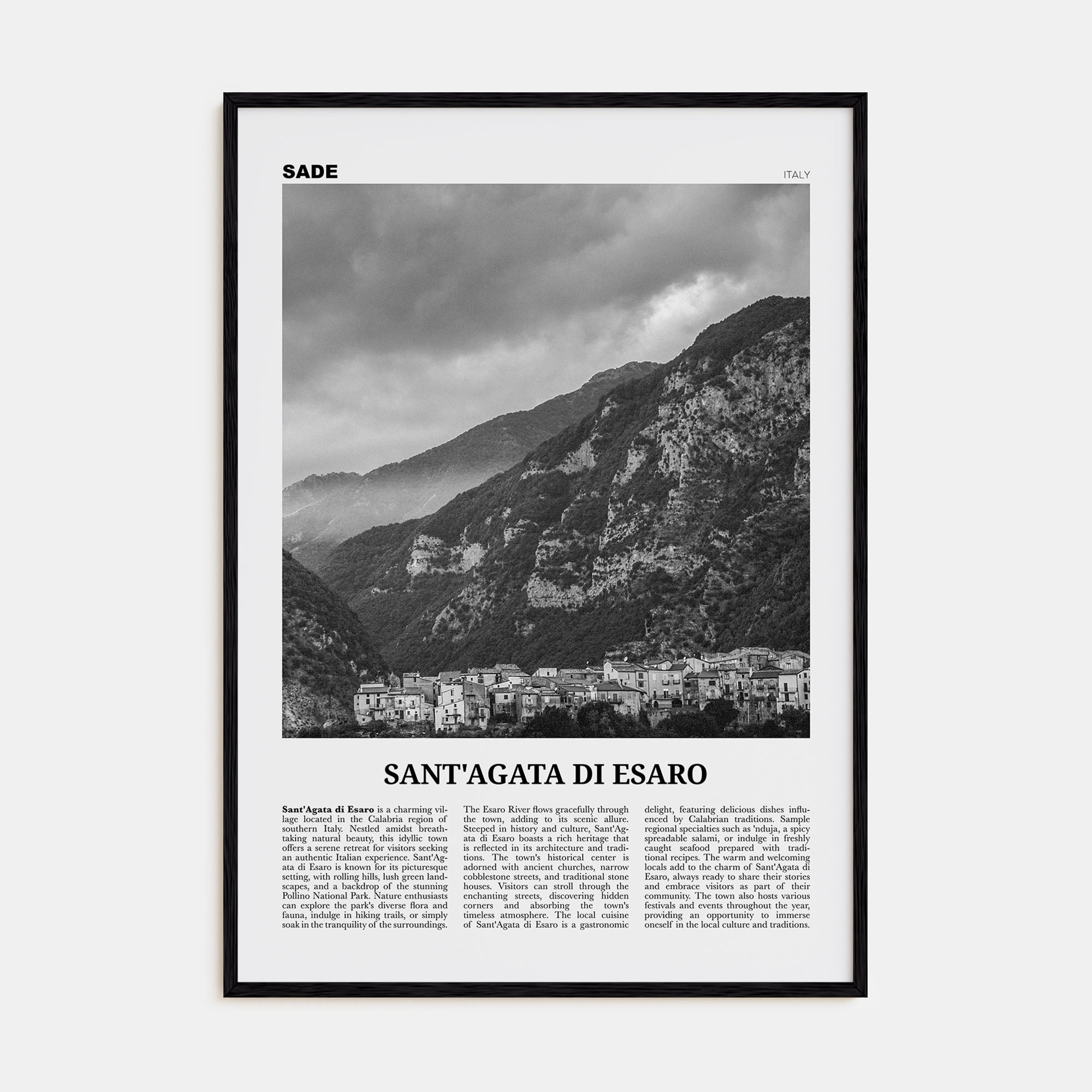 Sant'Agata di Esaro Travel B&W Poster
