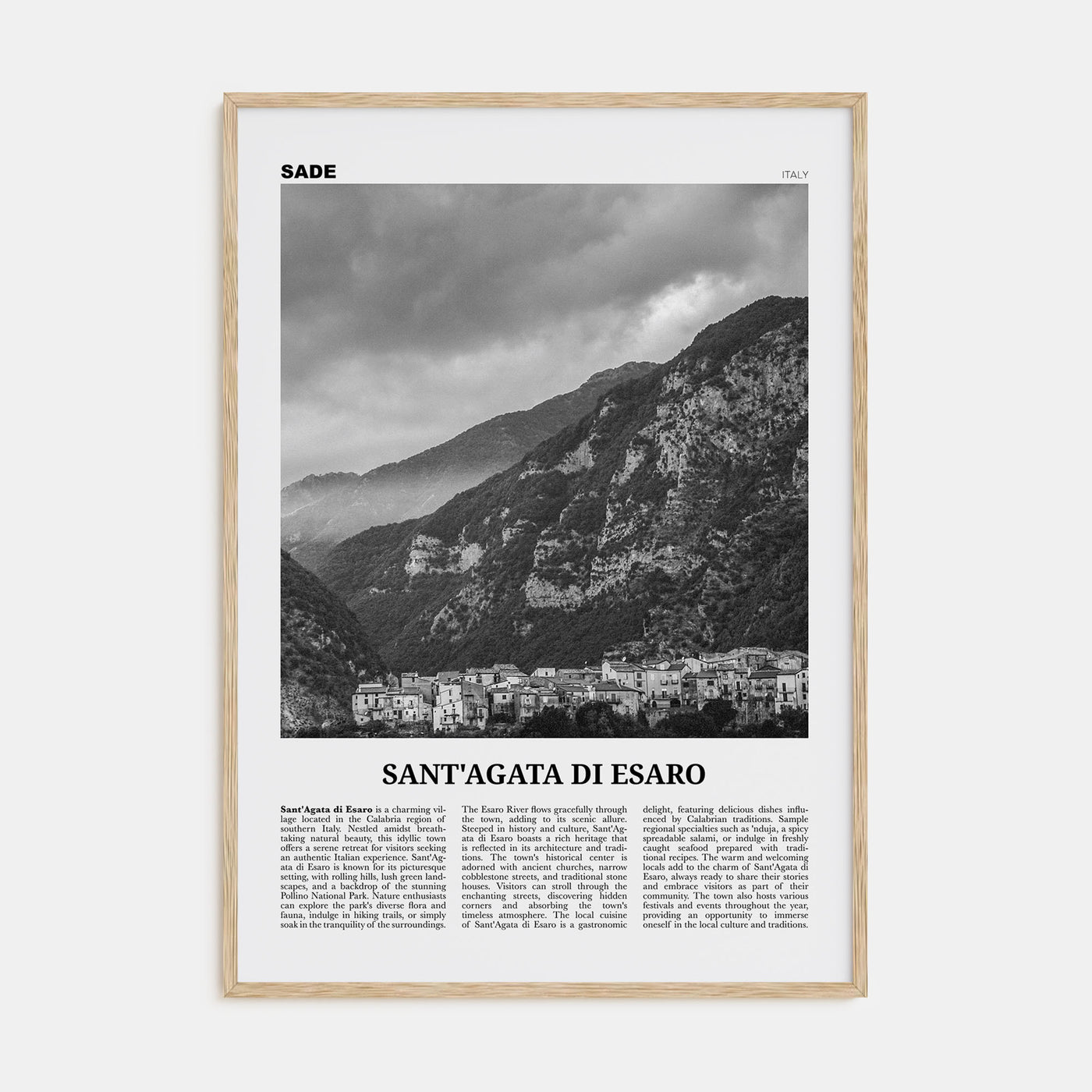 Sant'Agata di Esaro Travel B&W Poster