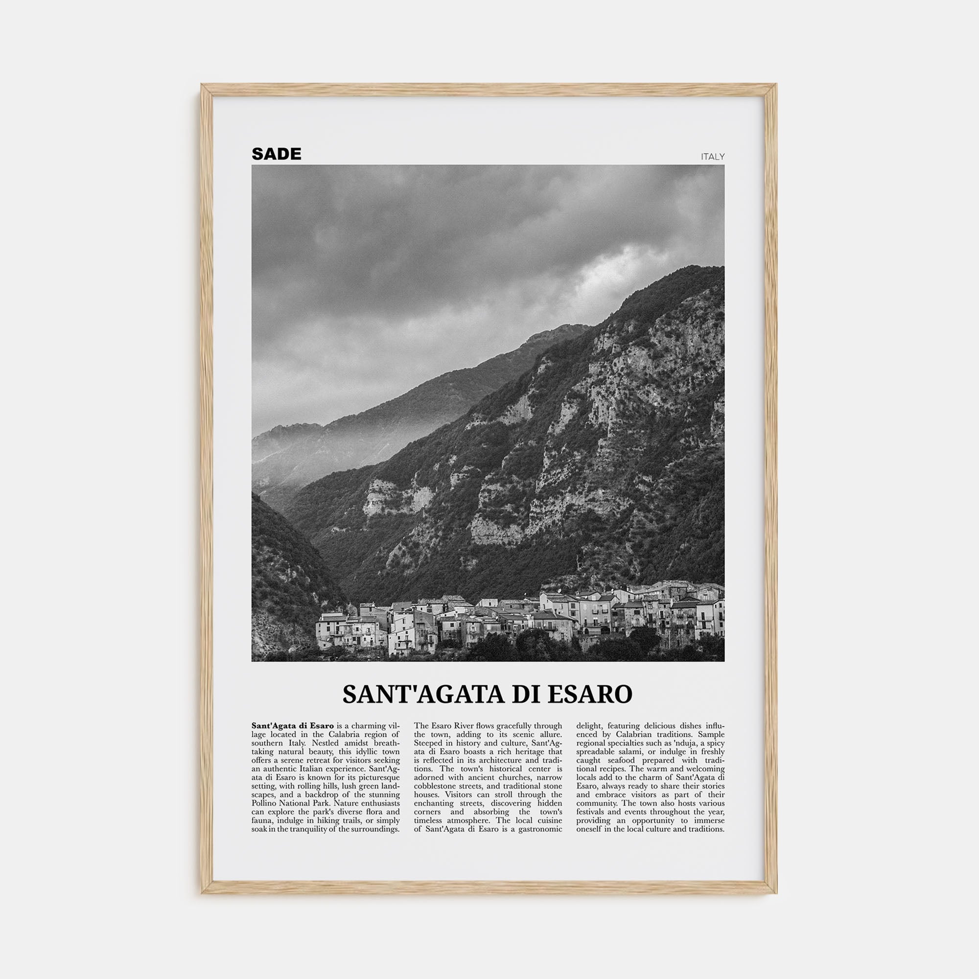 Sant'Agata di Esaro Travel B&W Poster