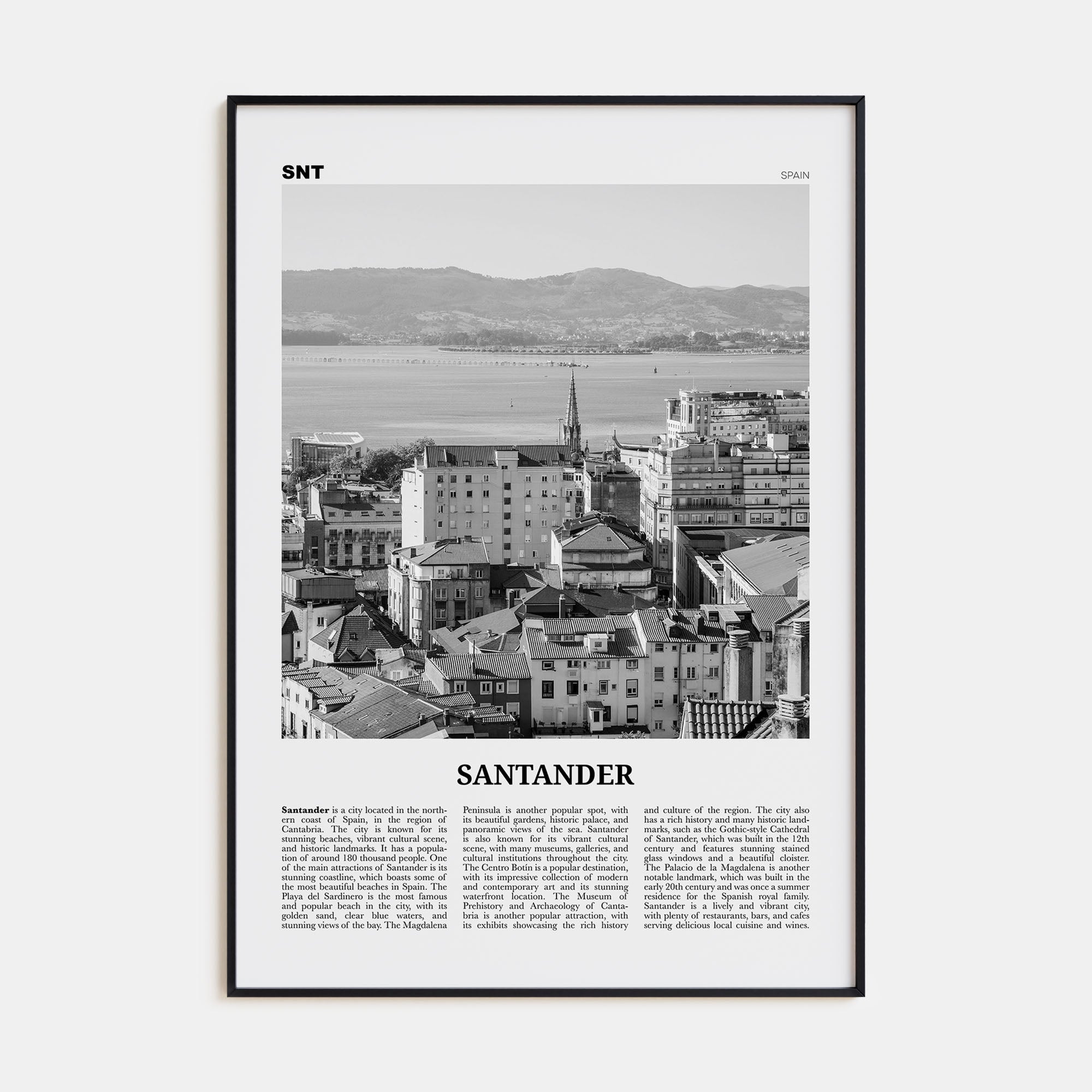 Santander Travel B&W Poster