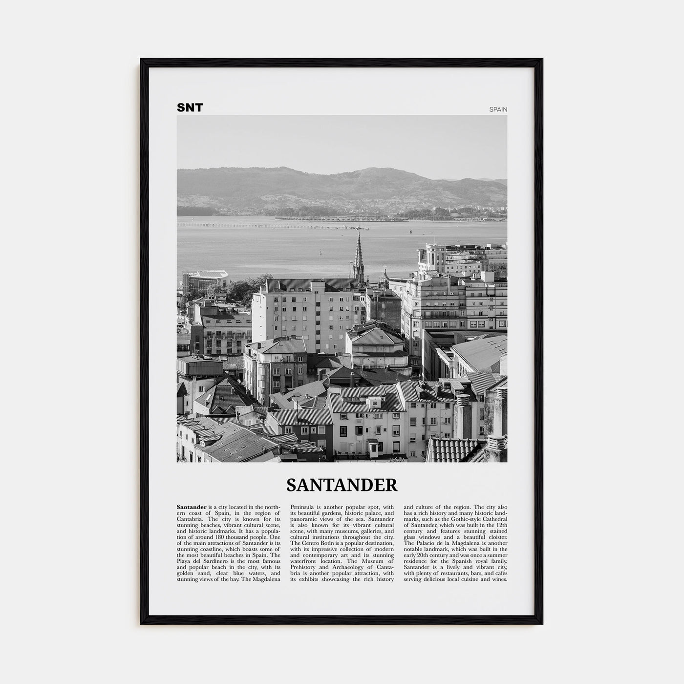 Santander Travel B&W Poster