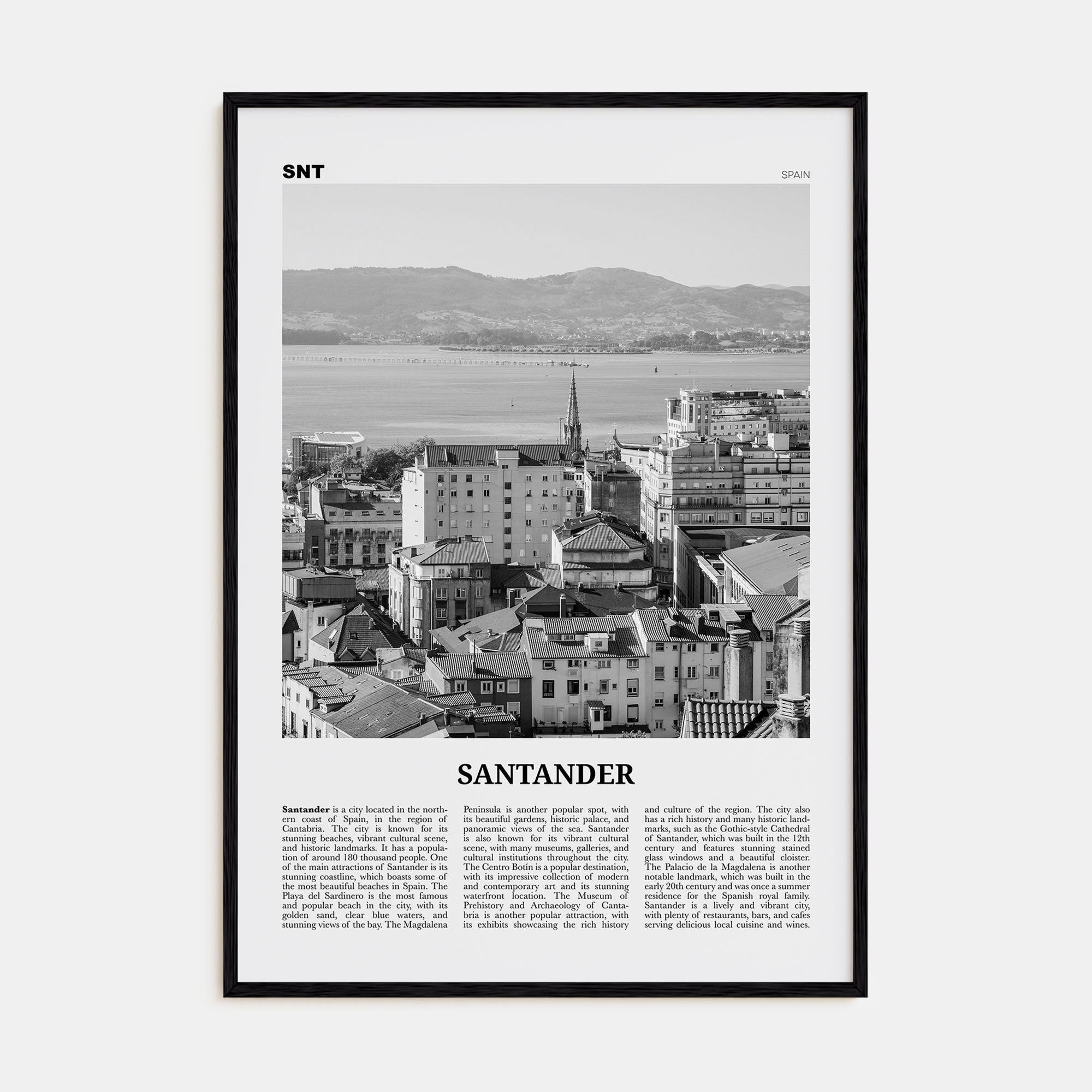 Santander Travel B&W Poster
