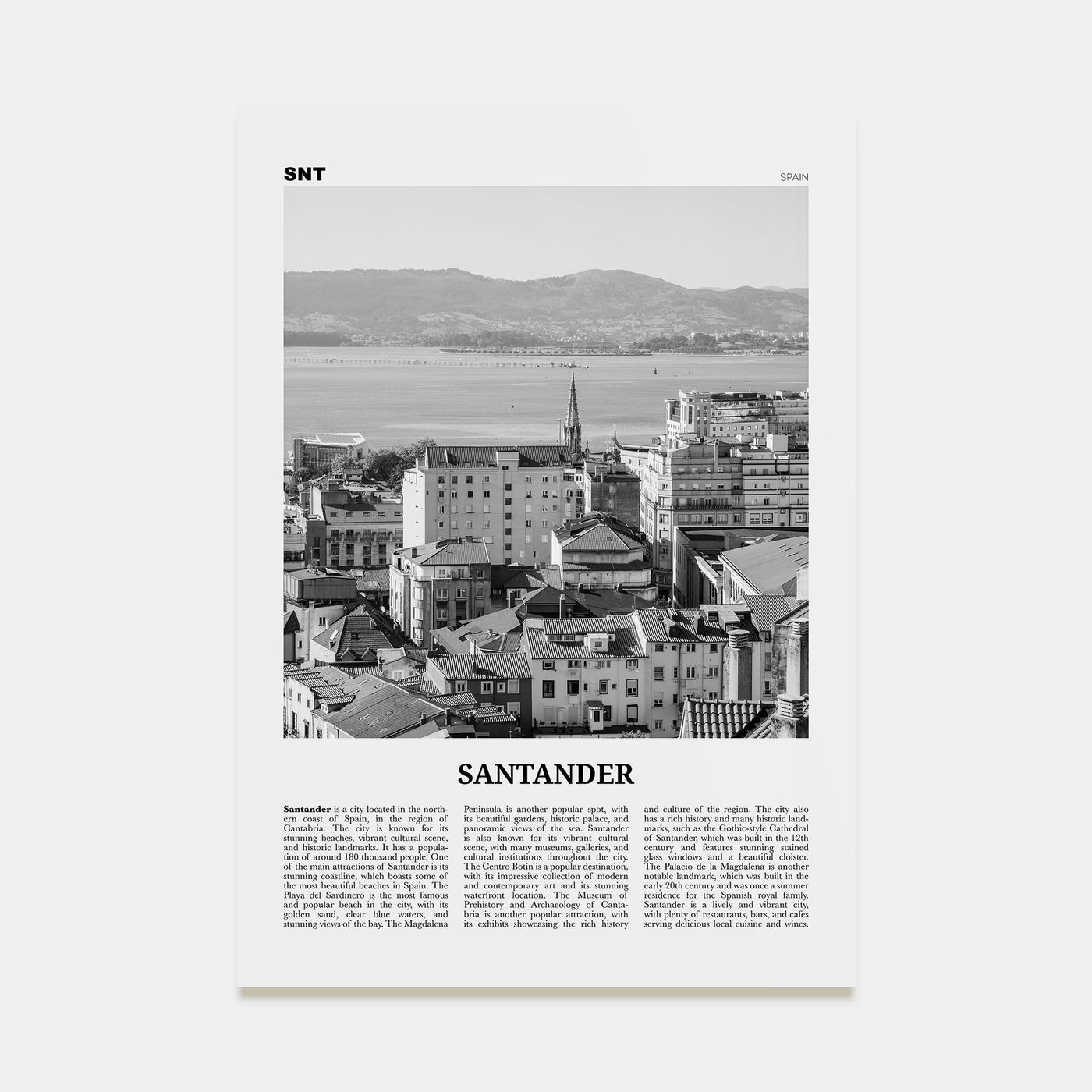 Santander Travel B&W Poster