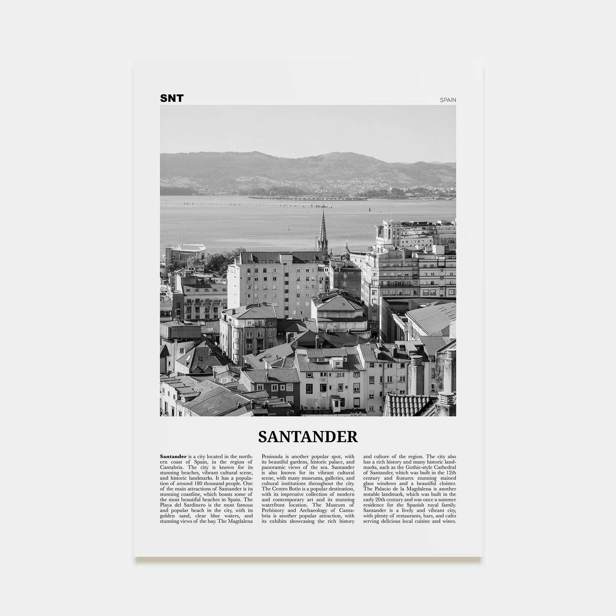 Santander Travel B&W Poster