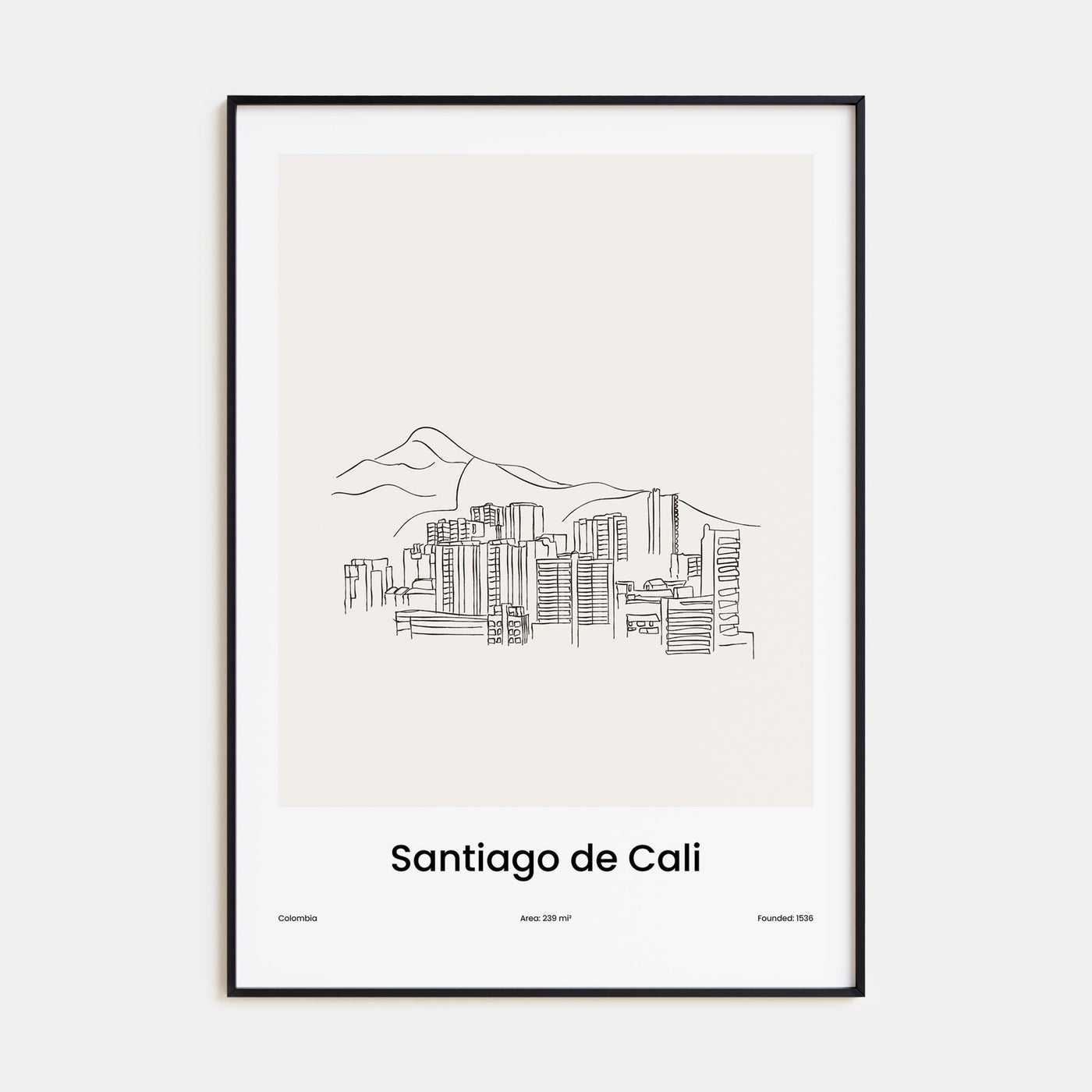 Santiago de Cali Drawn Poster