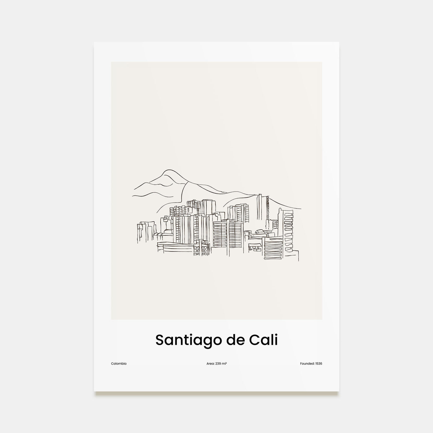 Santiago de Cali Drawn Poster