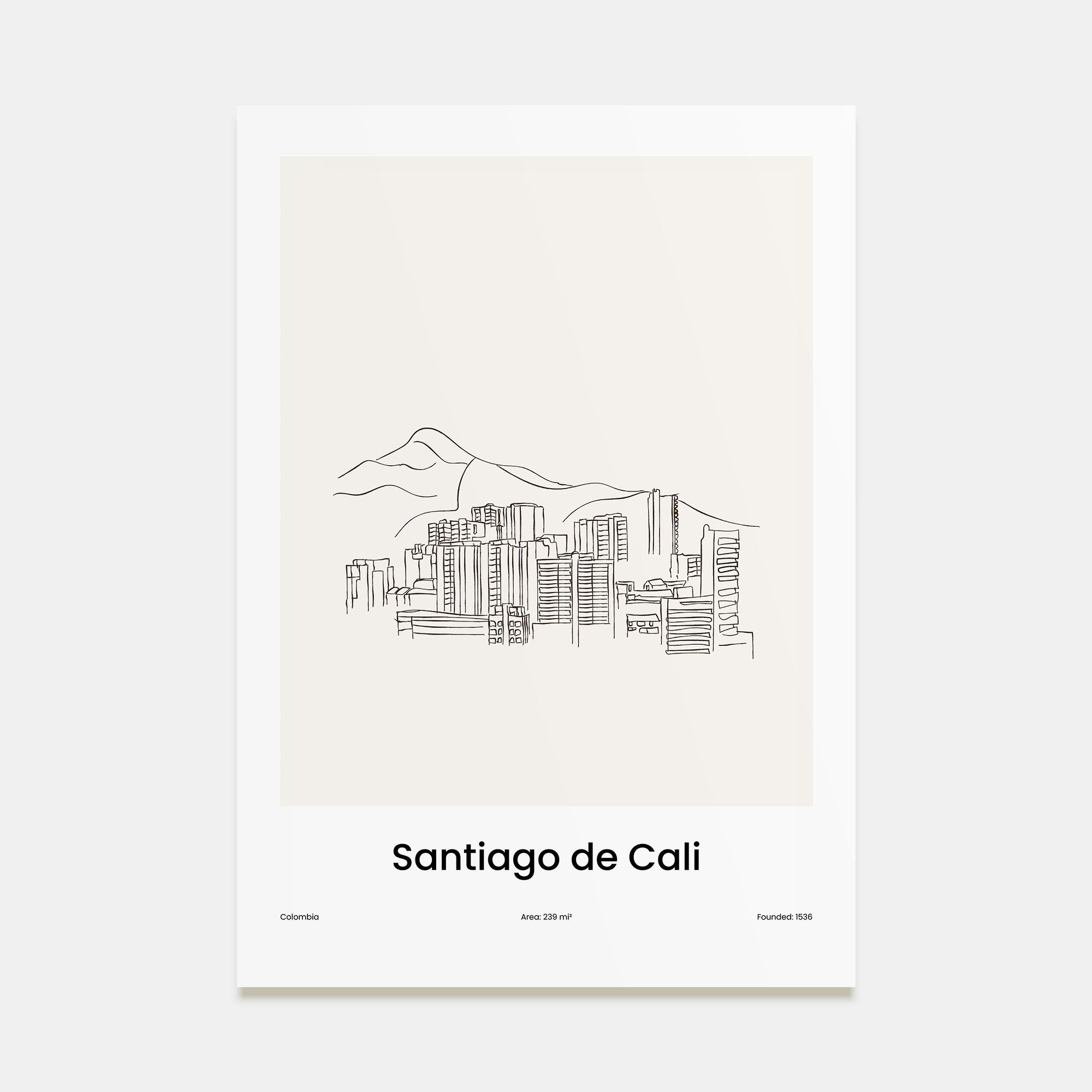 Santiago de Cali Drawn Poster