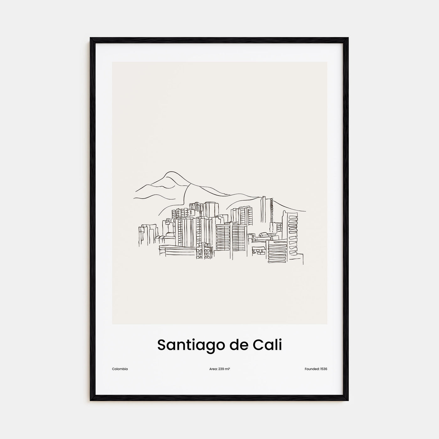 Santiago de Cali Drawn Poster