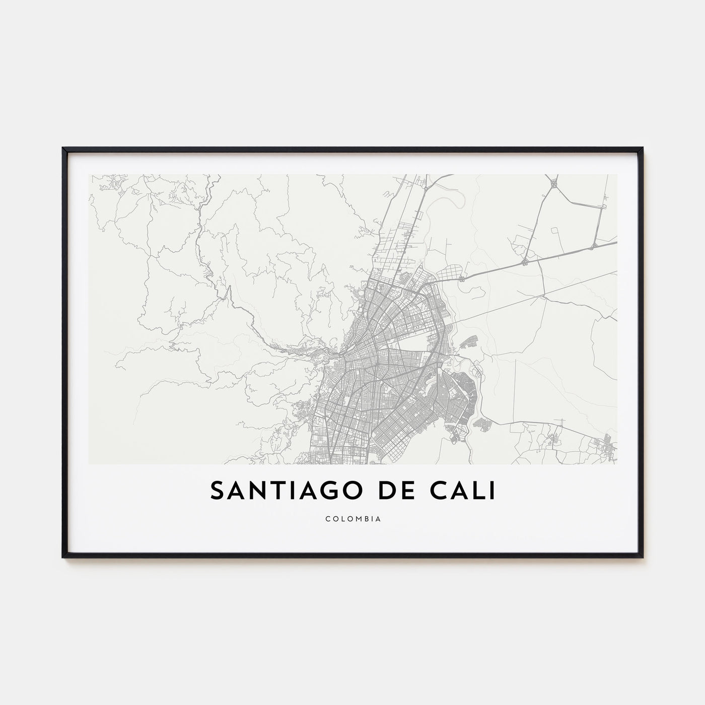 Santiago de Cali Map Landscape Poster