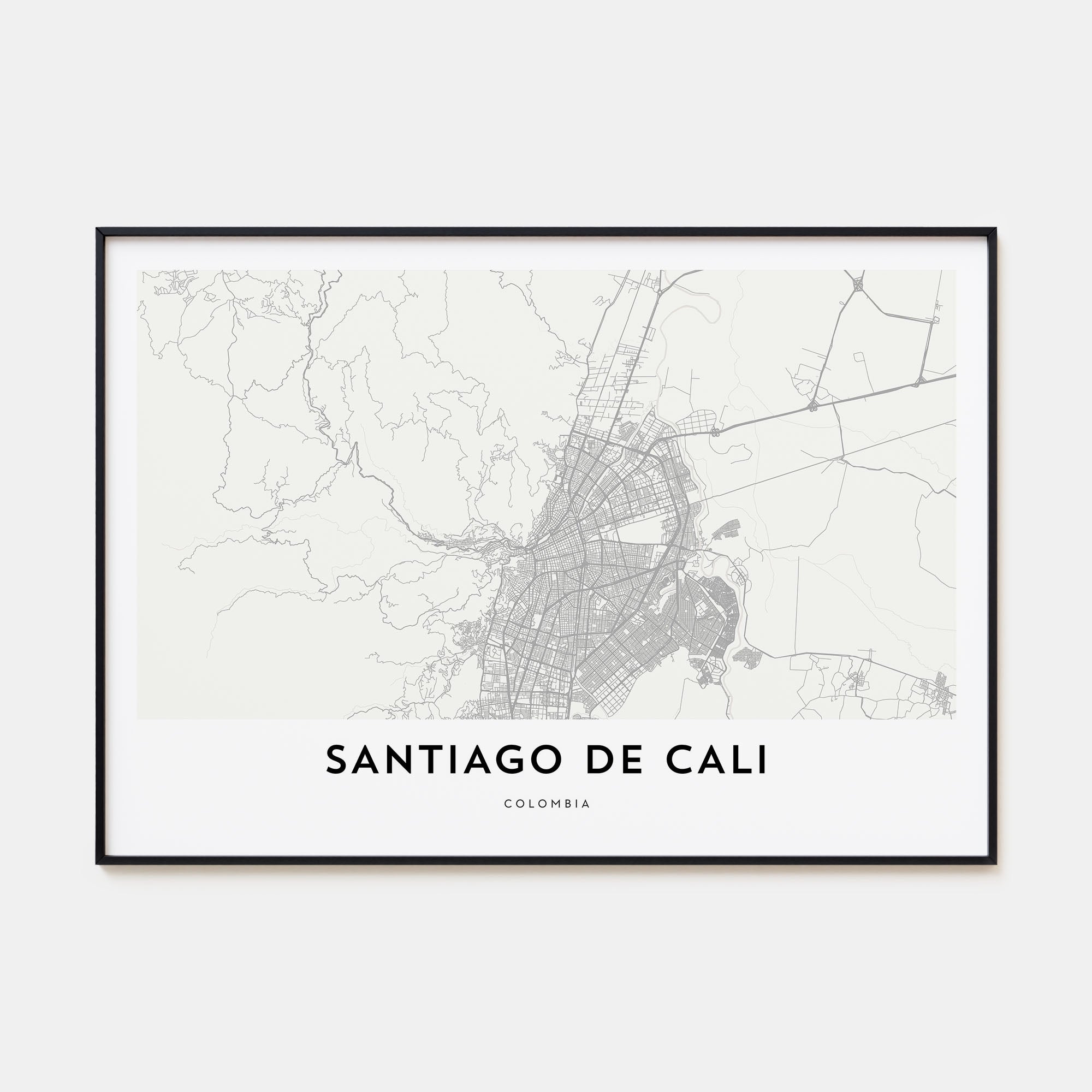 Santiago de Cali Map Landscape Poster