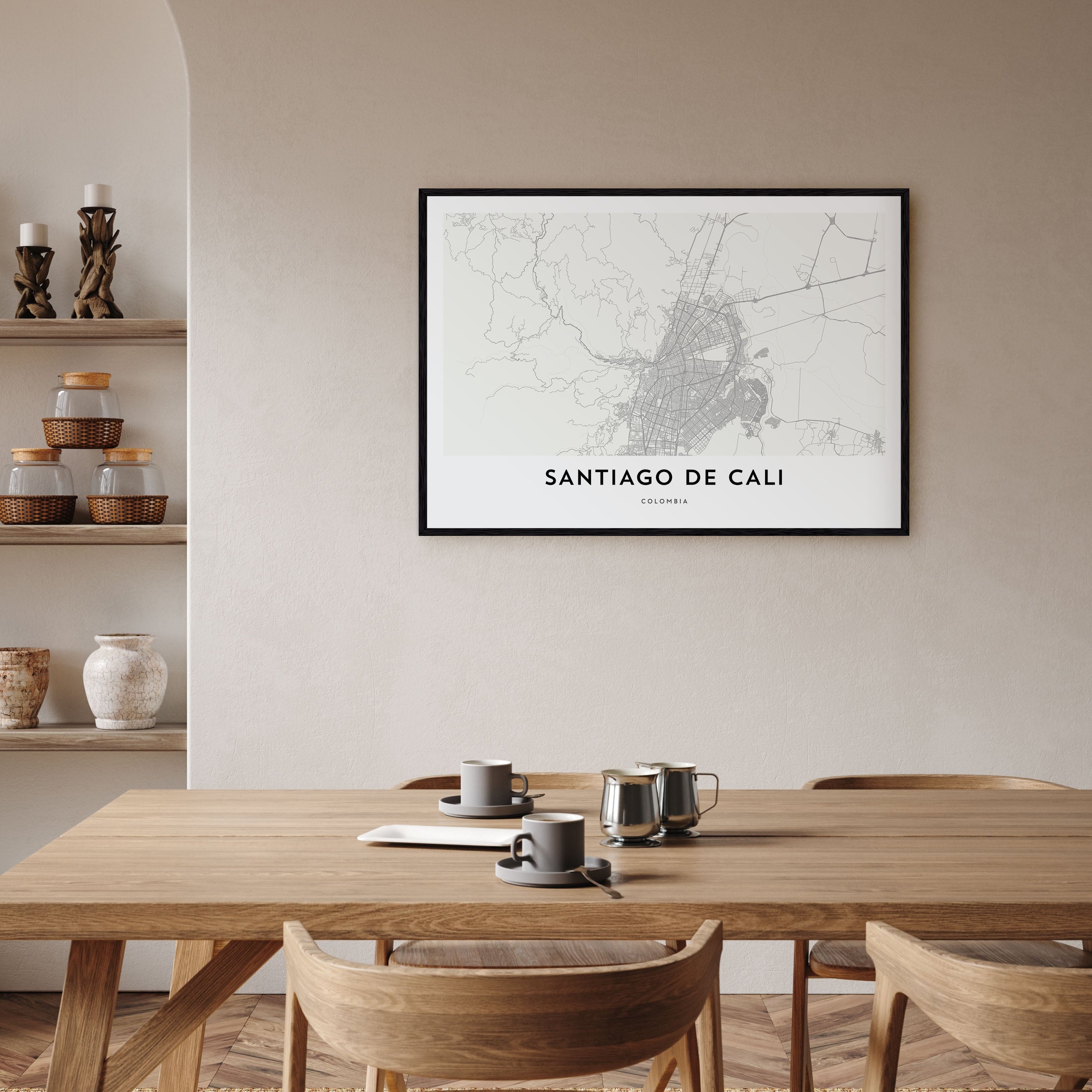 Santiago de Cali Map Landscape Poster