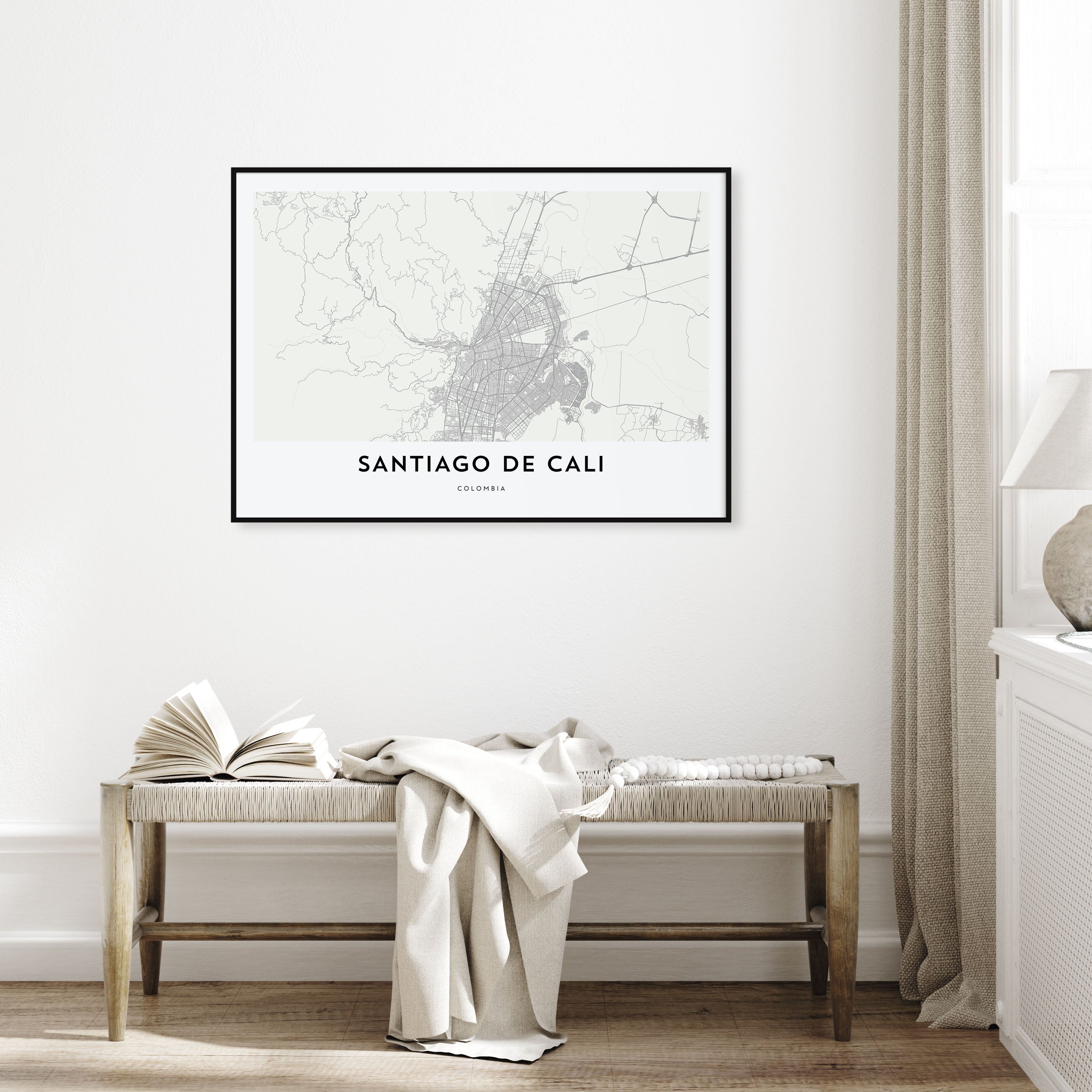 Santiago de Cali Map Landscape Poster