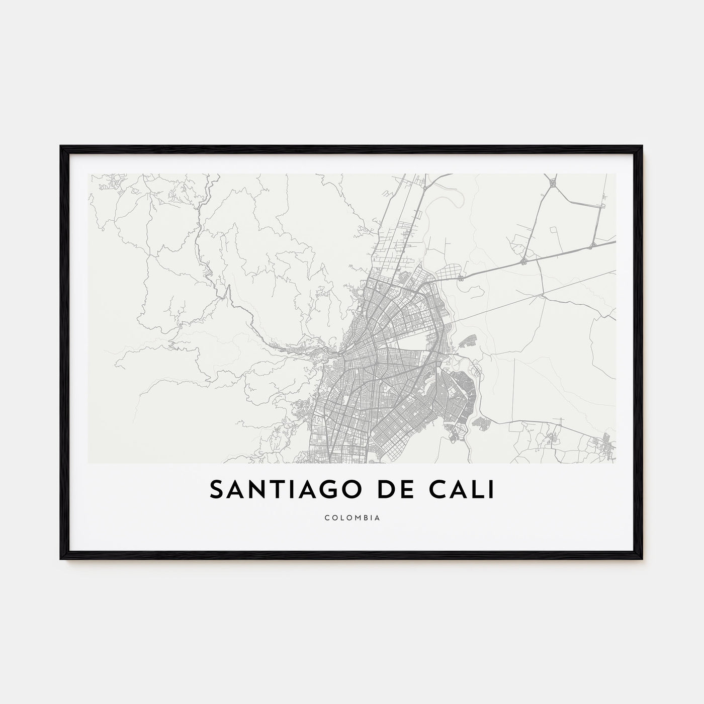 Santiago de Cali Map Landscape Poster