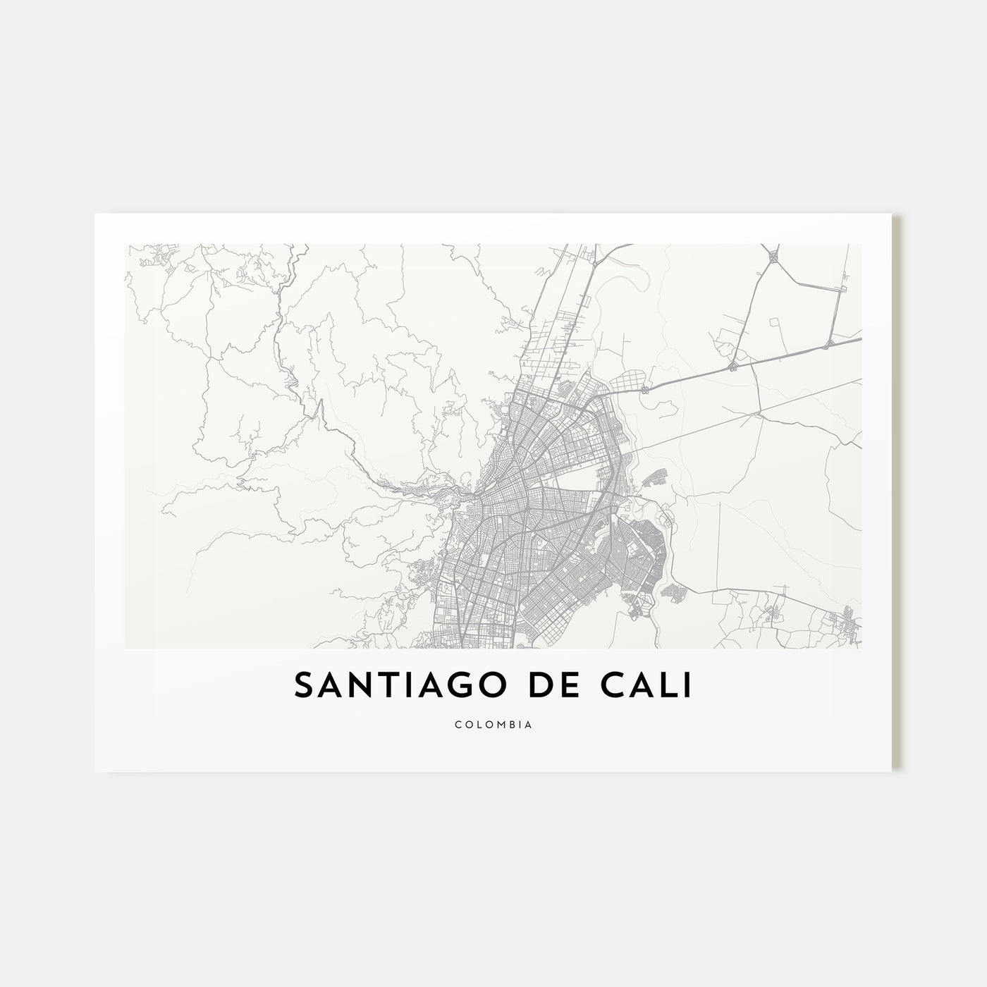 Santiago de Cali Map Landscape Poster