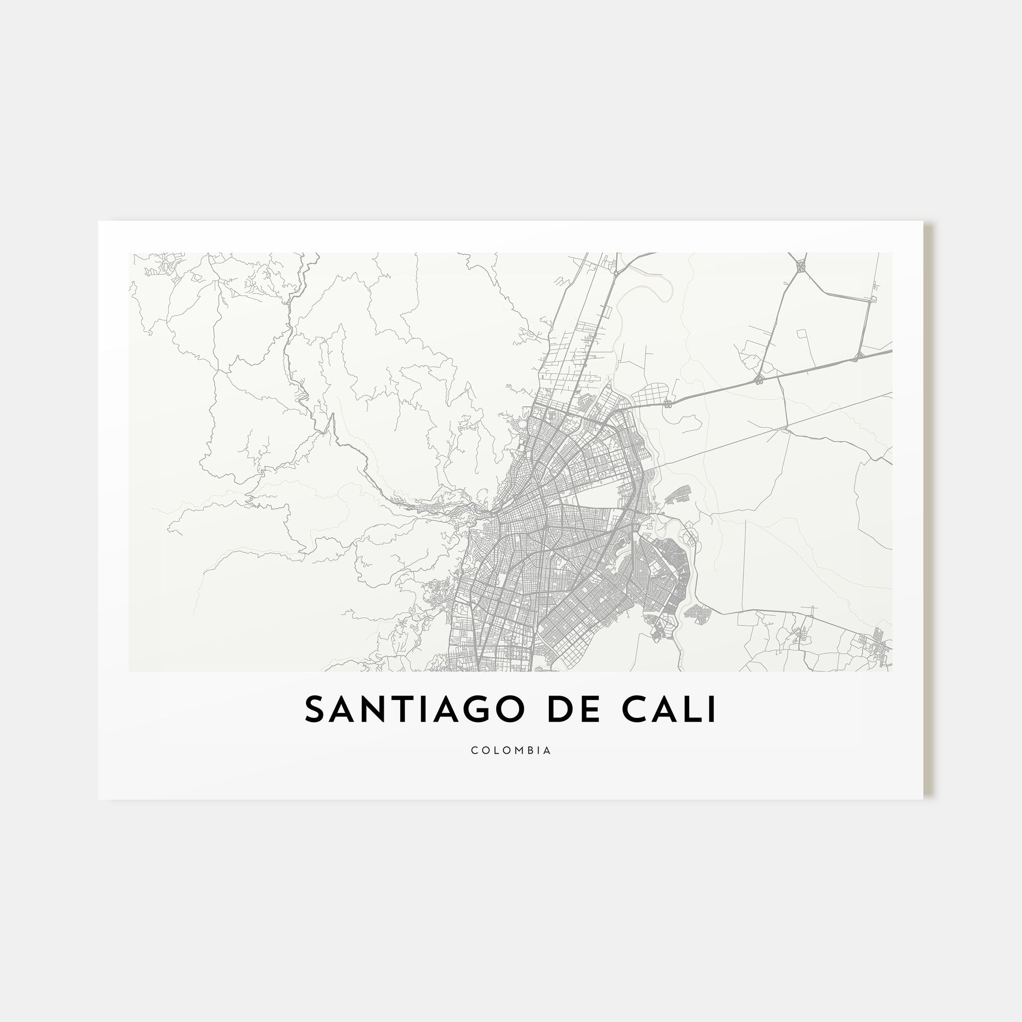 Santiago de Cali Map Landscape Poster