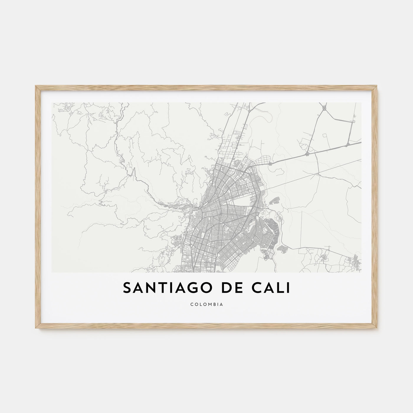 Santiago de Cali Map Landscape Poster