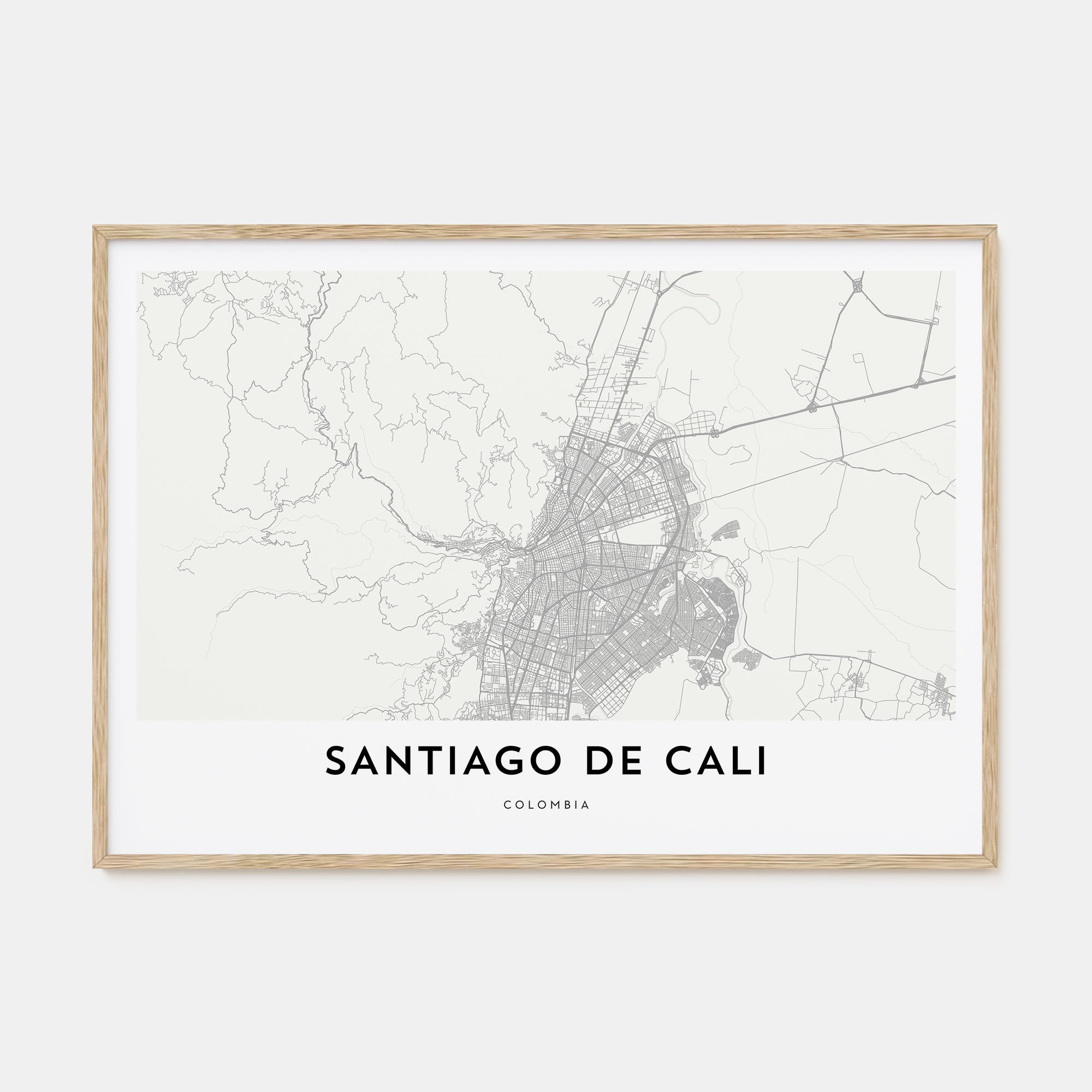 Santiago de Cali Map Landscape Poster