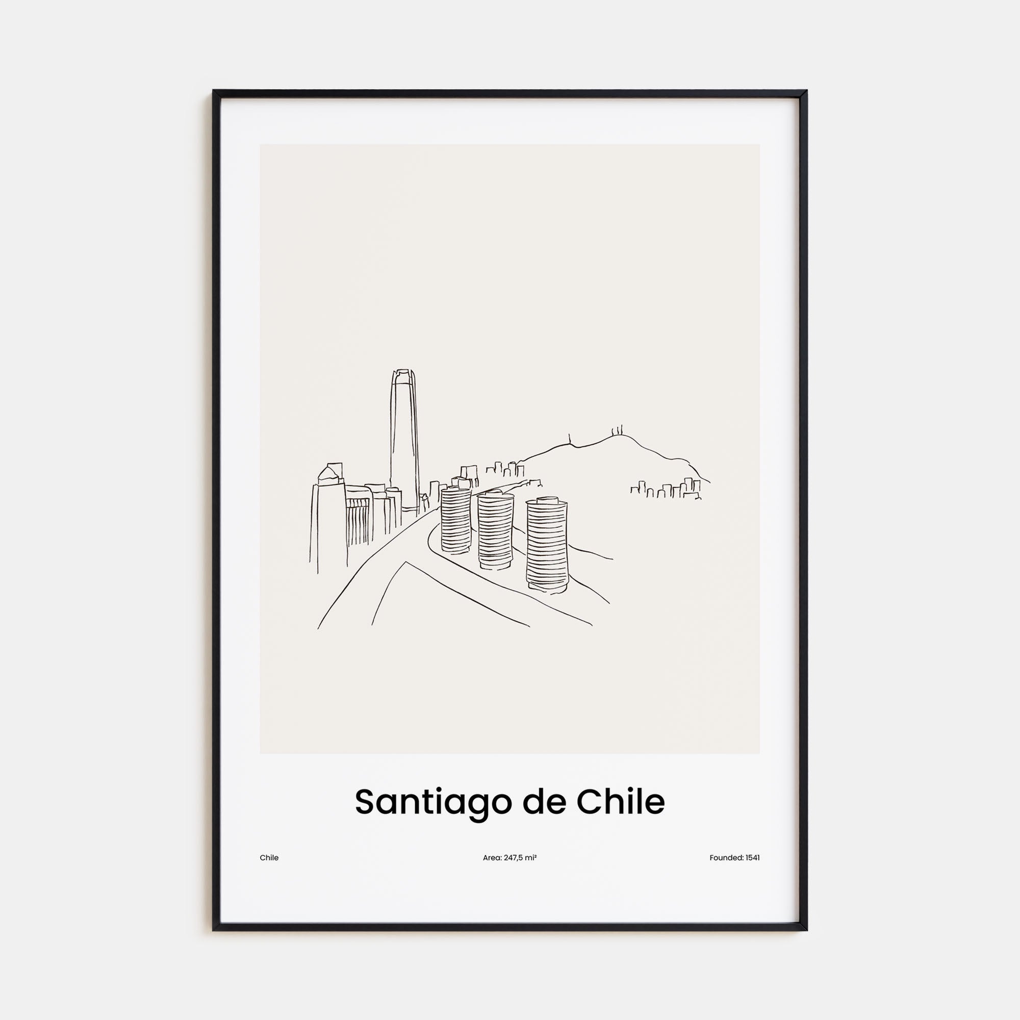 Santiago de Chile Drawn Poster