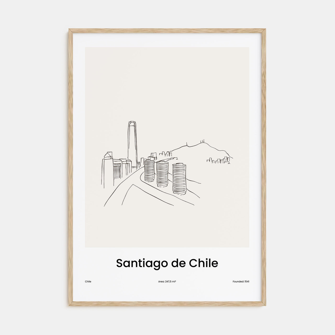 Santiago de Chile Drawn Poster