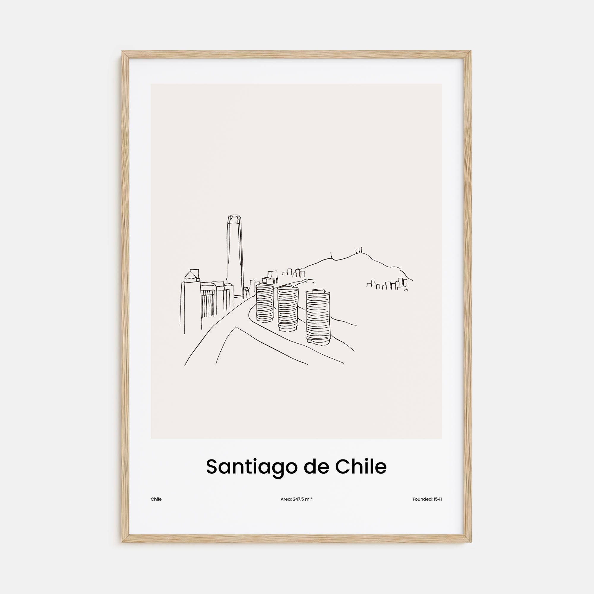 Santiago de Chile Drawn Poster