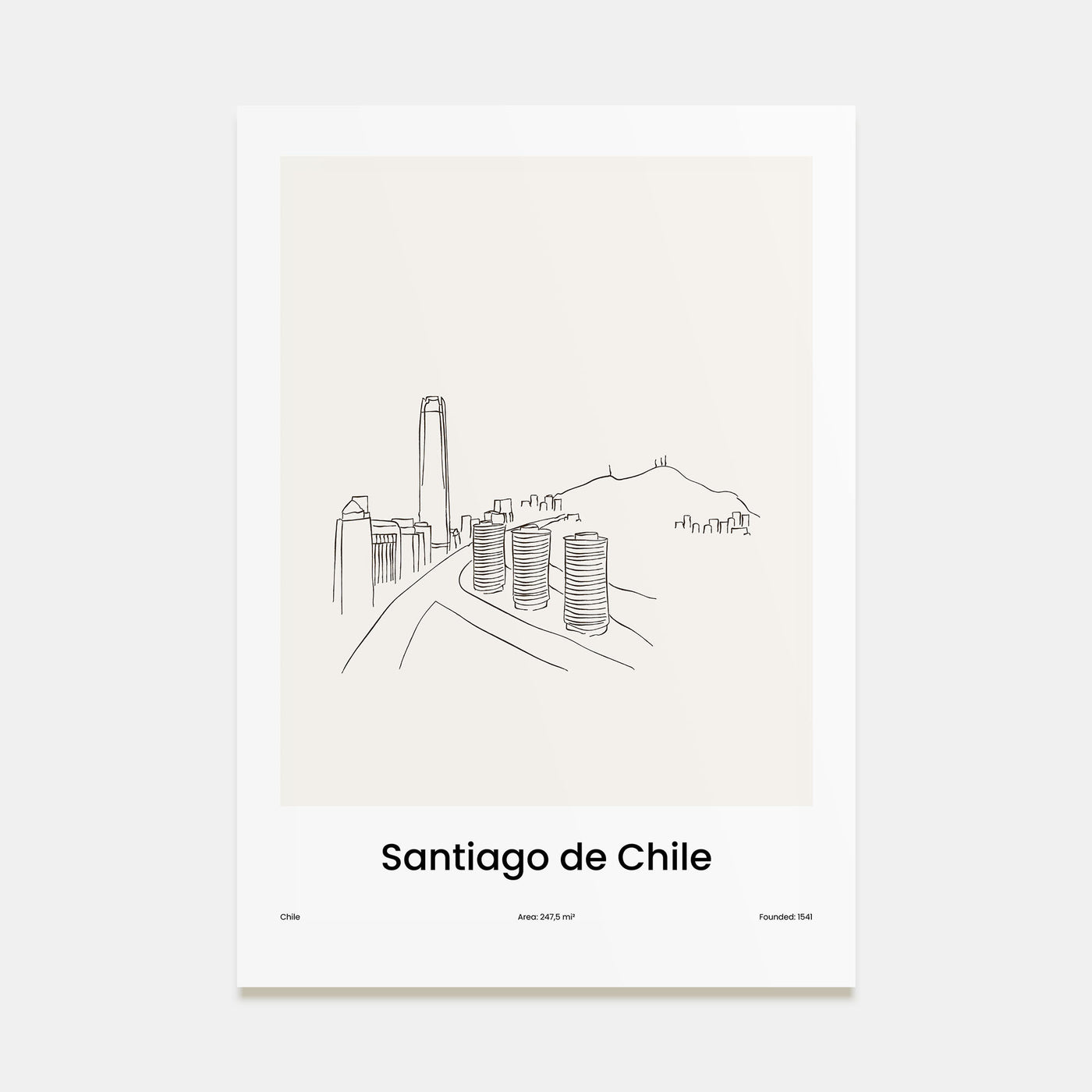 Santiago de Chile Drawn Poster