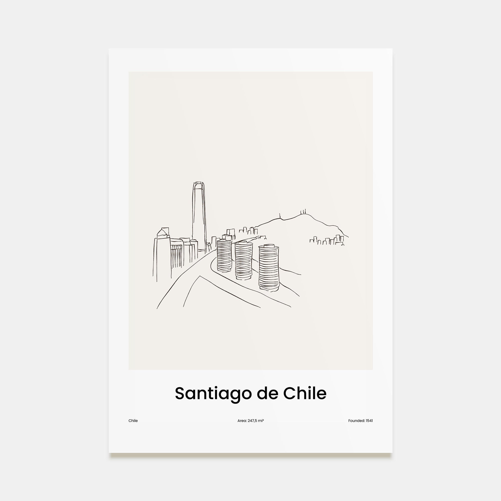 Santiago de Chile Drawn Poster