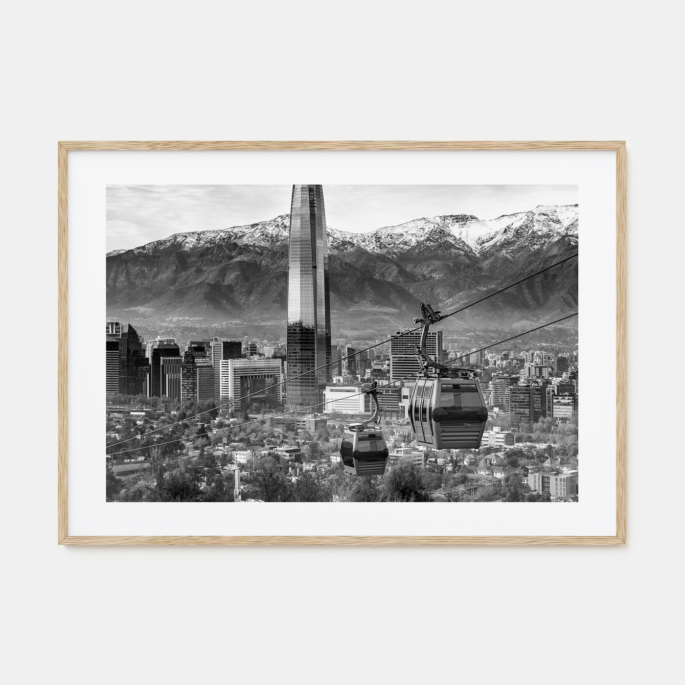 Santiago de Chile Landscape B&W Poster